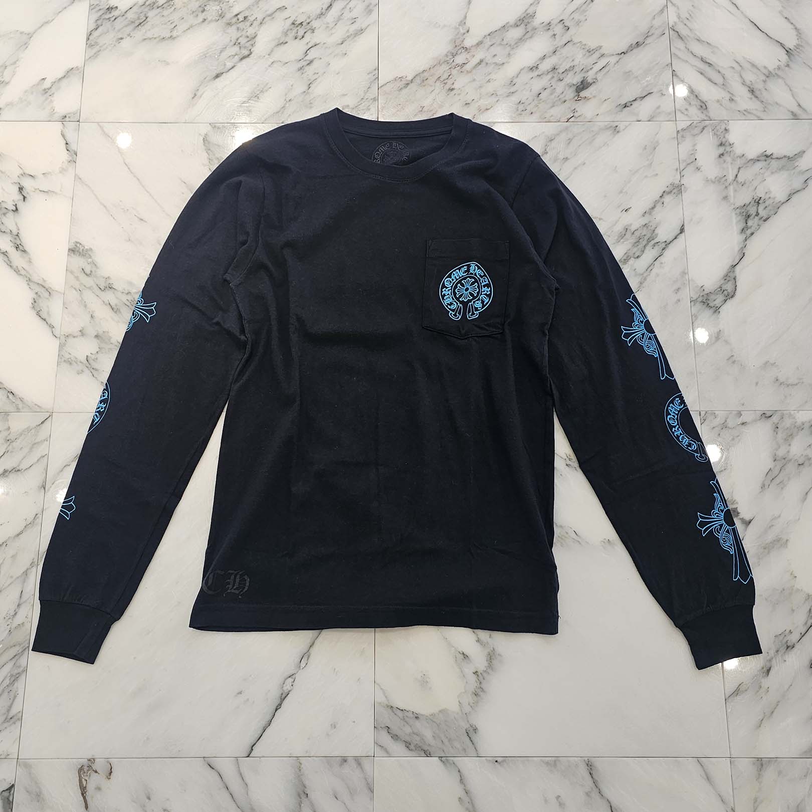 CHROME HEARTS 3 Blue Cross Horseshoe Long Sleeve Tee Size S クロムハーツ 3 ブルークロス ホースシュー ロングスリーブTシャツ サイズS