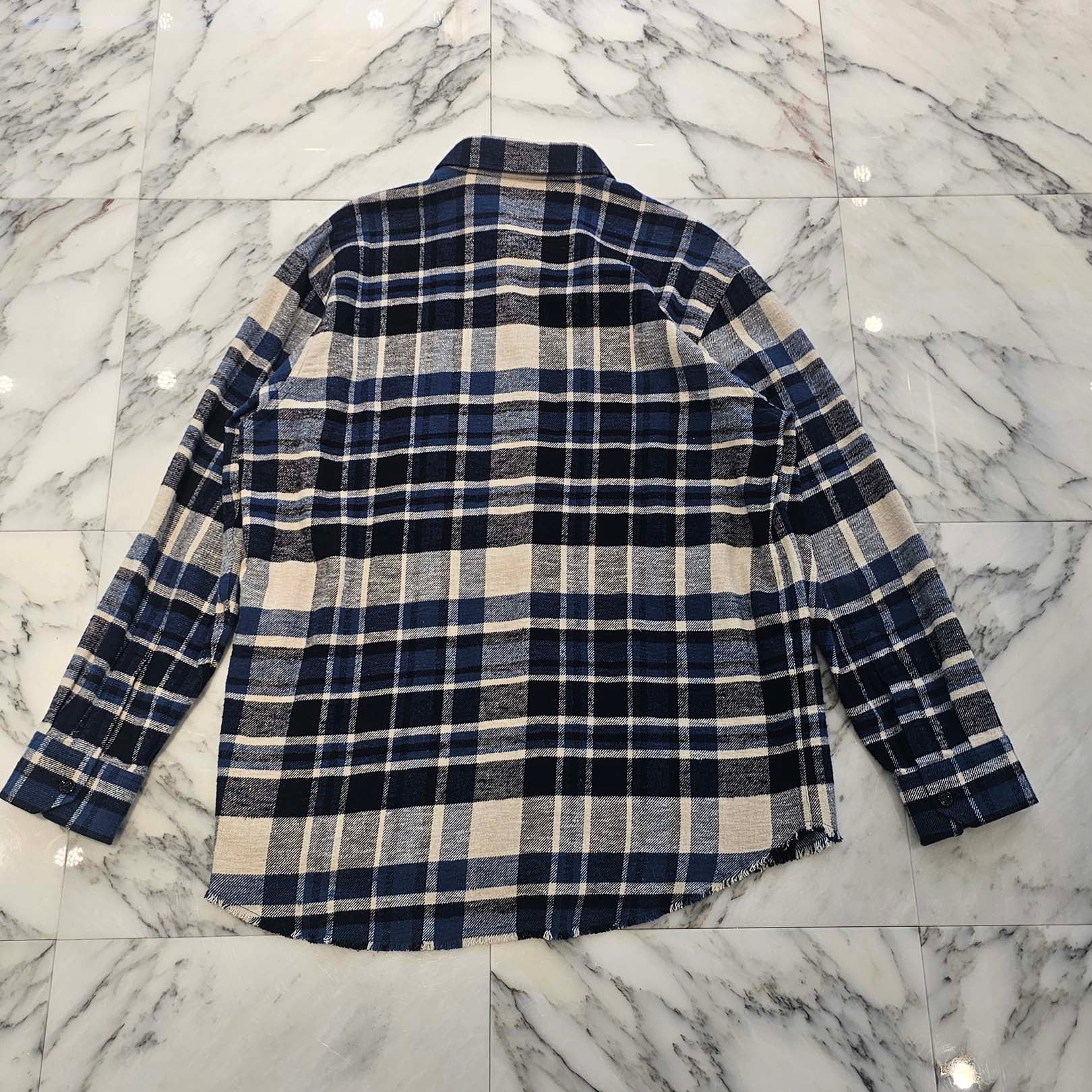 CELINE 2024SS Check Oversized Fringe Long Sleeve Shirt 2C59A366X.01NQ Size 40 セリーヌ チェックオーバーサイズフリンジ長袖シャツ サイズ40