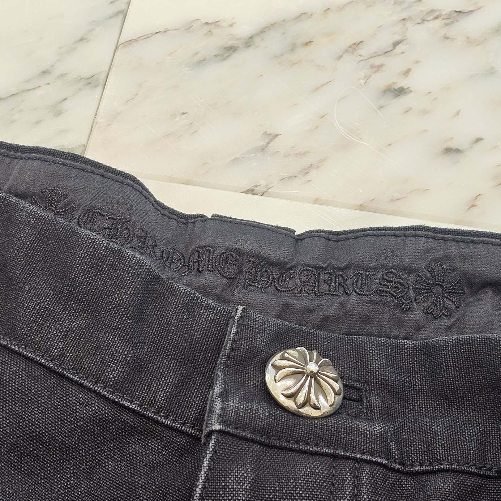 CHROME HEARTS Carpenter Cemetery Cross Patch Denim Shorts Size 36 クロムハーツ カーペンター セメタリークロスパッチ デニムショーツ サイズ36