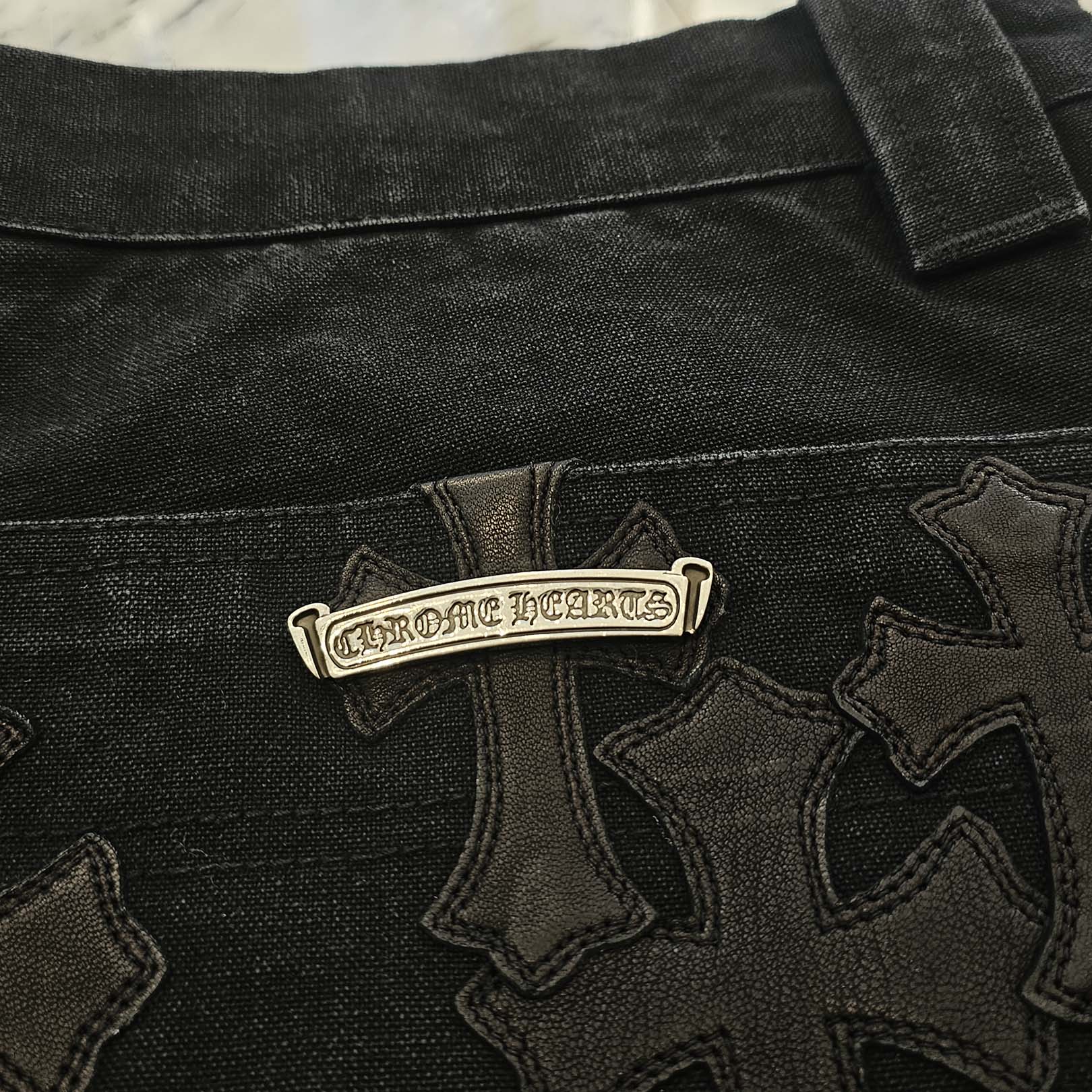 CHROME HEARTS Carpenter Cemetery Cross Patch Denim Shorts Size 36 クロムハーツ カーペンター セメタリークロスパッチ デニムショーツ サイズ36