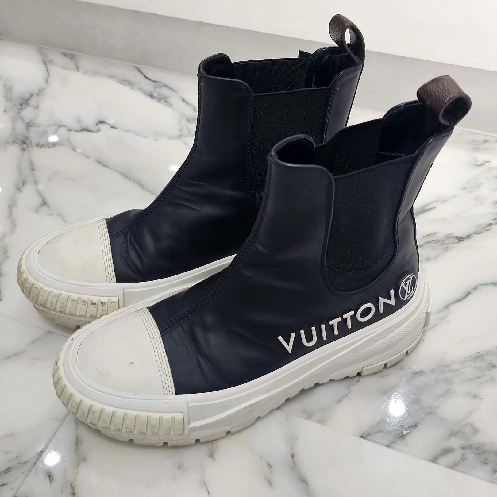 LOUIS VUITTON 2021AW LV Squad Line Leather High Cut Sneakers Size 36(23cm～23.5cm) ルイヴィトン LVスクアッド ラインレザー ハイカット スニーカー サイズ36（23cm～23.5cm）