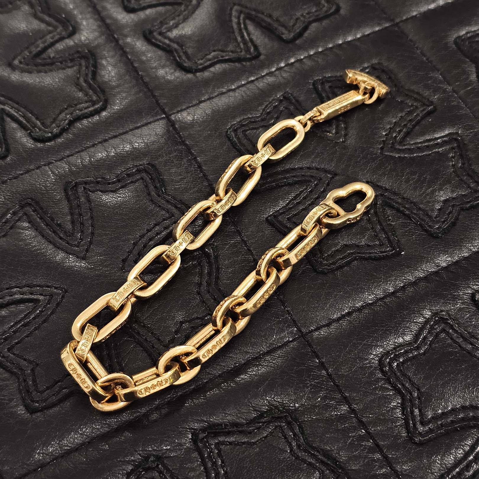 CHROME HEARTS 22K PAPER E CHAIN BRACELET Size 8 Inch クロムハーツ 22K ペーパー E チェーン ブレスレット サイズ8インチ