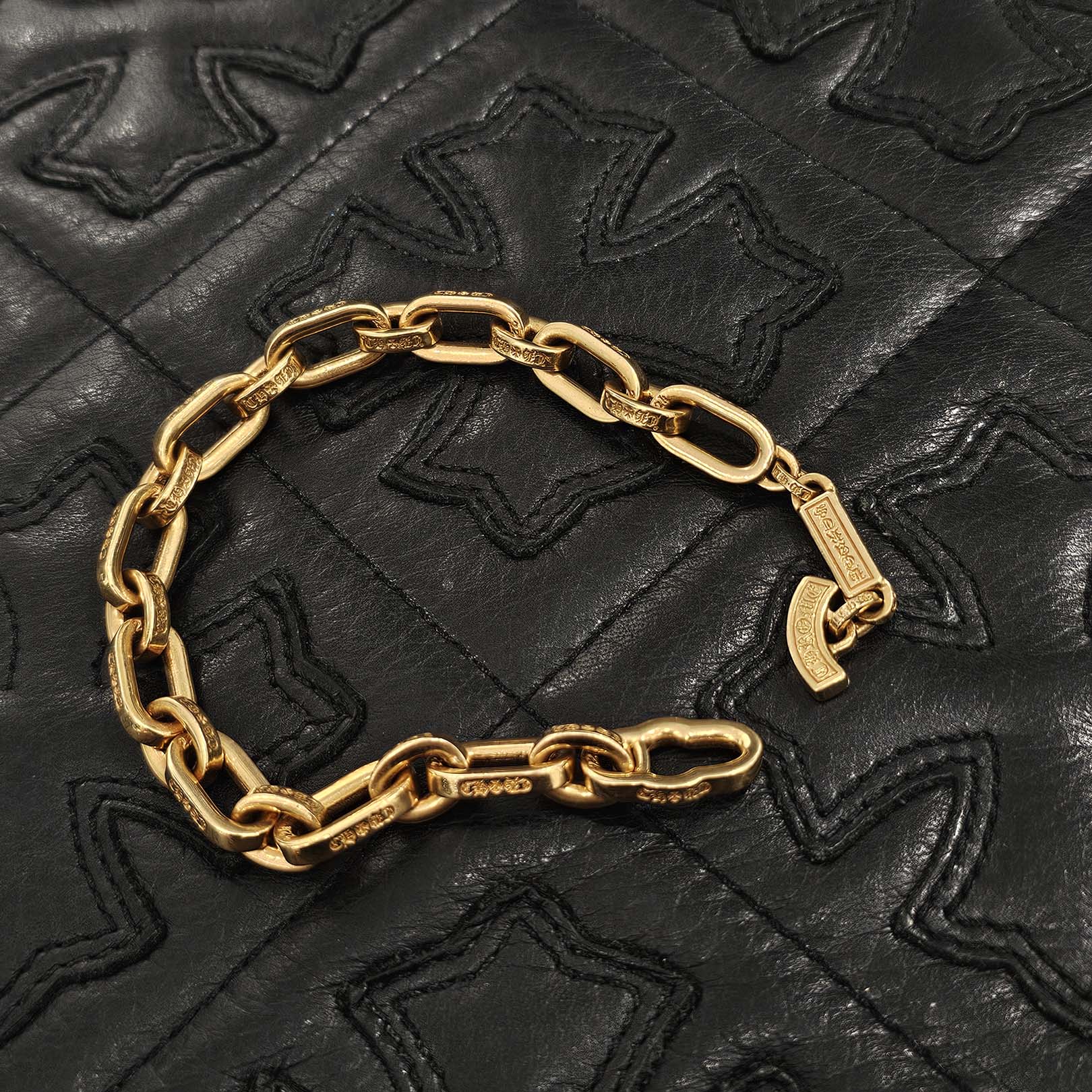 CHROME HEARTS 22K PAPER E CHAIN BRACELET Size 8 Inch クロムハーツ 22K ペーパー E チェーン ブレスレット サイズ8インチ