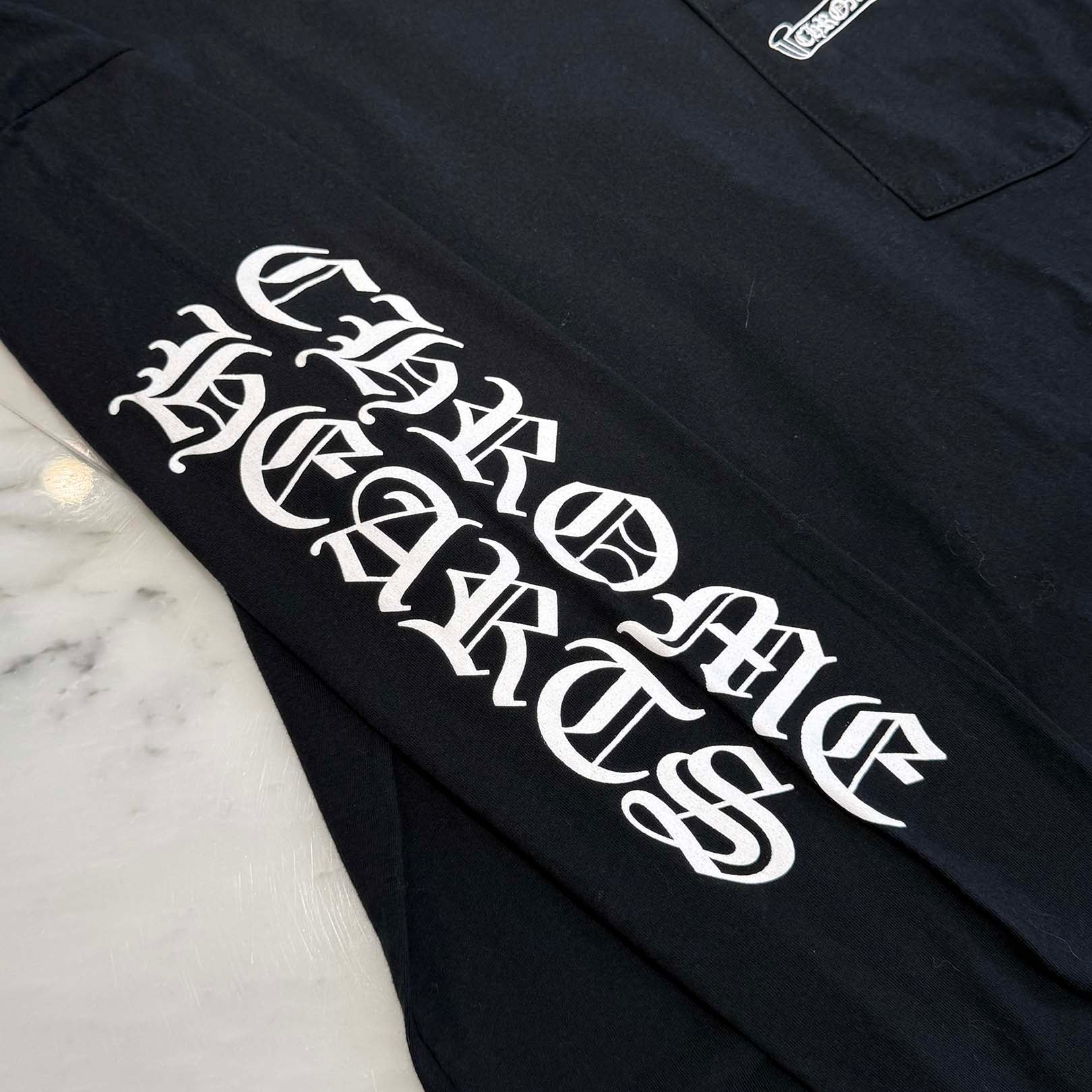 CHROME HEARTS Back Cemetery Cross Print Long Sleeve Tee Size M