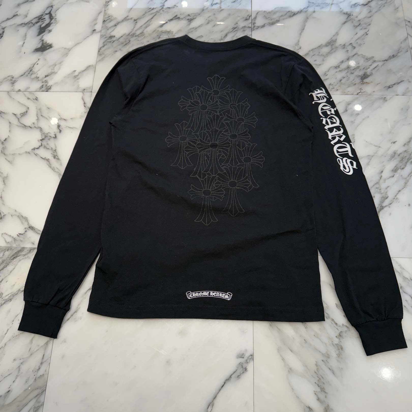 CHROME HEARTS Back Cemetery Cross Print Long Sleeve Tee Size M