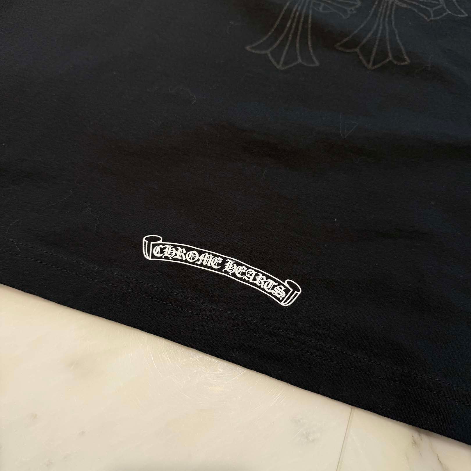 CHROME HEARTS Back Cemetery Cross Print Long Sleeve Tee Size M