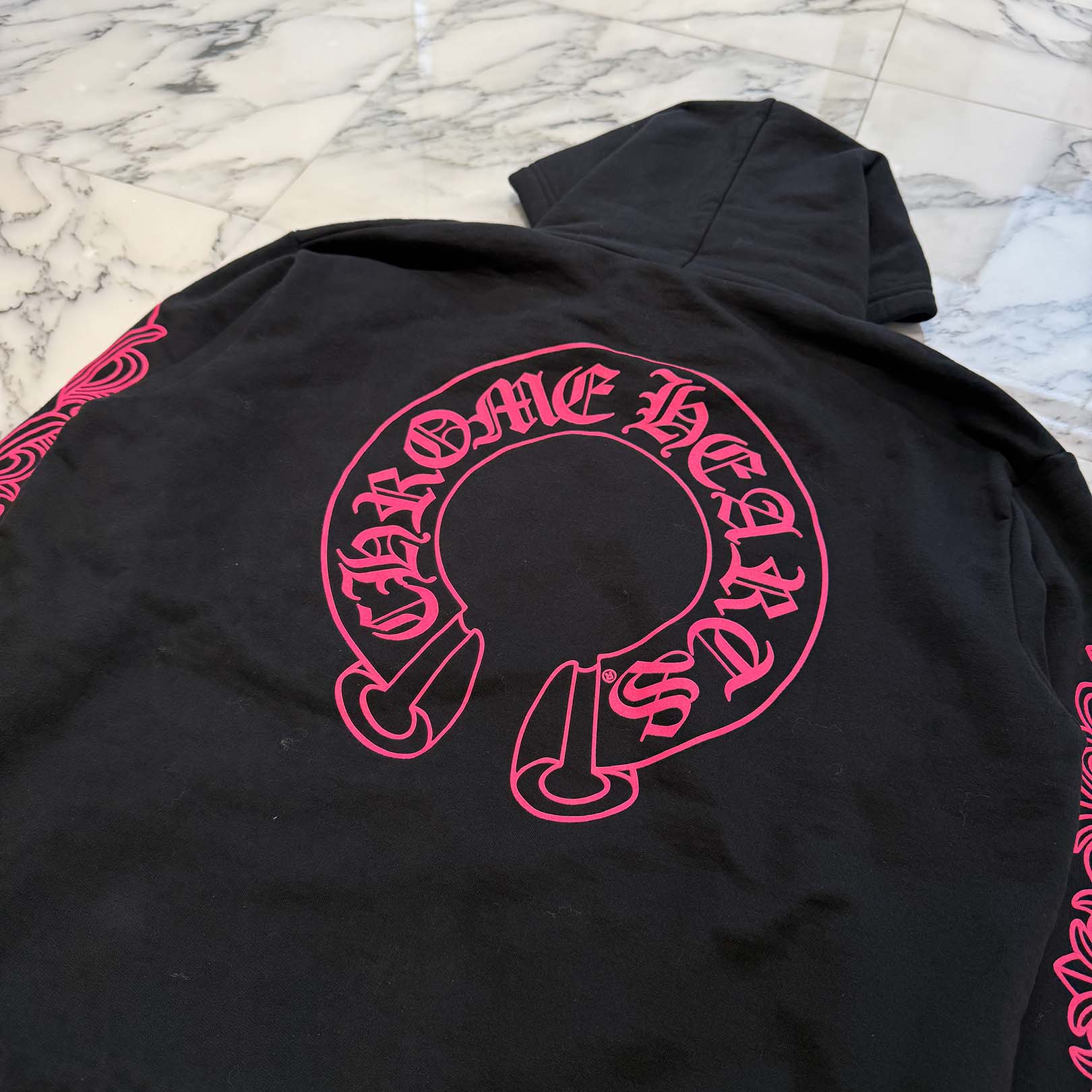 CHROME HEARTS 2025AW Floral Cross Horseshoe Zip Up Hoodie Size M