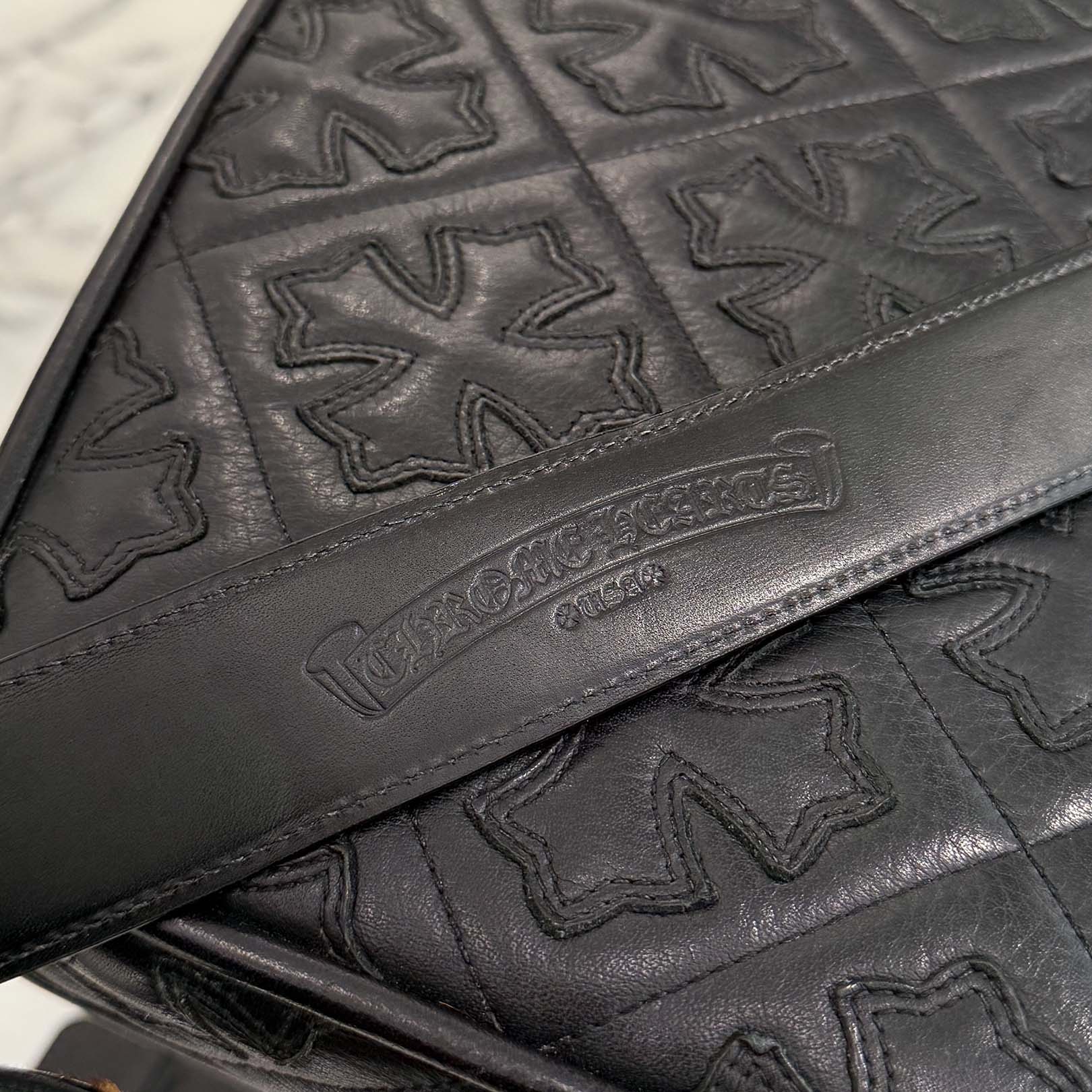 CHROME HEARTS 1.5 STRAP Horseshoe Rivet Leopard Harako Leather Belt Size 32 クロムハーツ 1.5ストラップ ホースシューリベット レオパード ハラコレザーベルト サイズ32