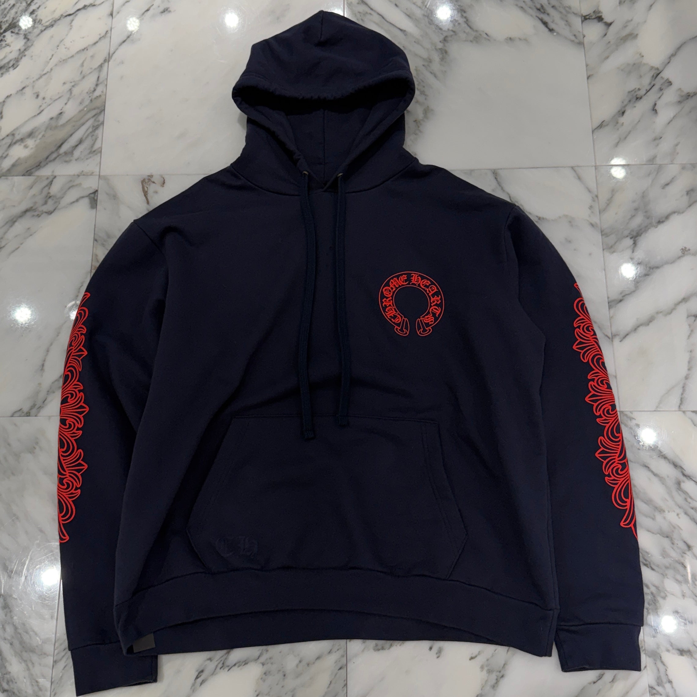 CHROME HEARTS 2025SS Floral Cross Horseshoe Pullover Hoodie Size XL クロムハーツ フローラルクロス ホースシュー プルオーバーフーディーサイズXL