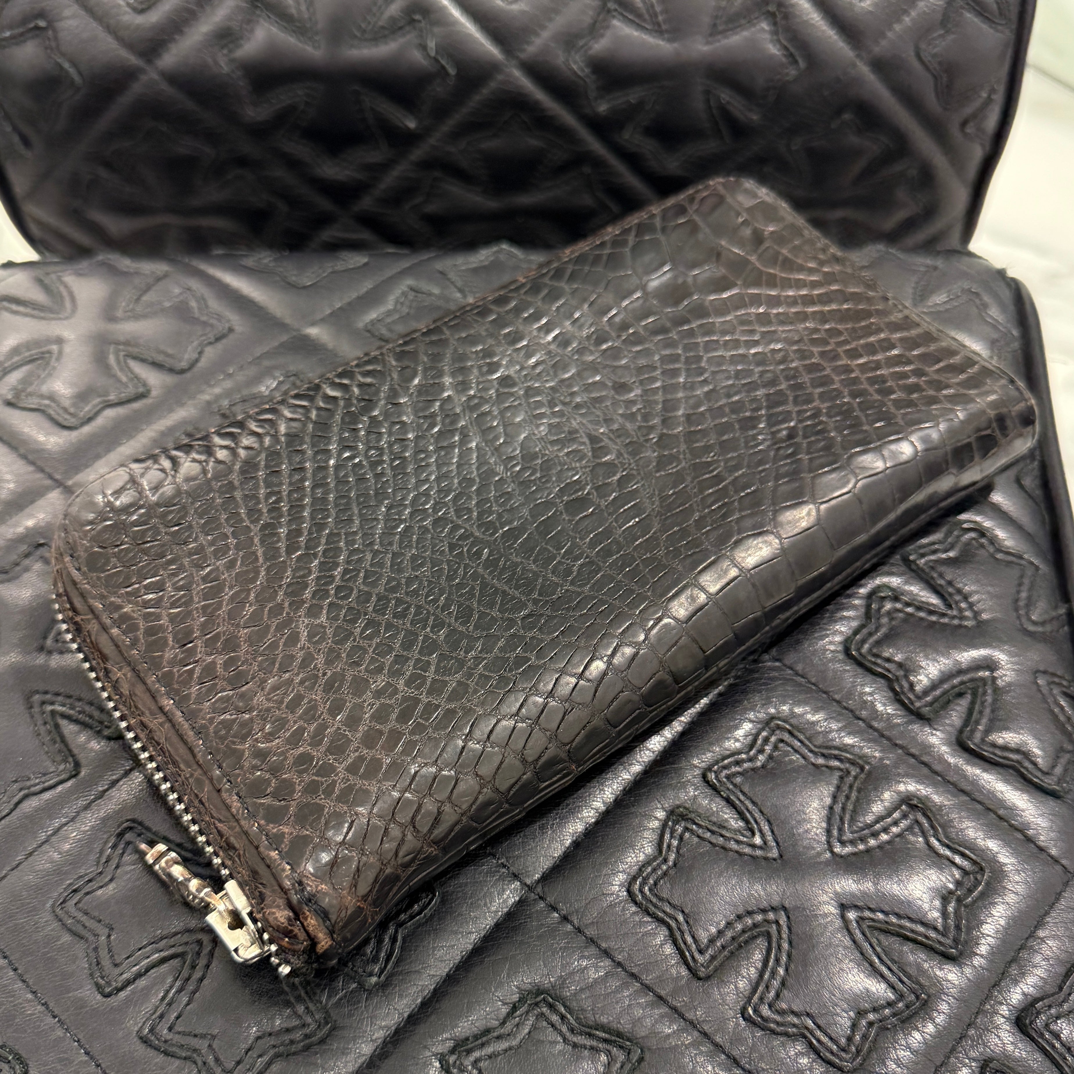 CHROME HEARTS Alligator REC F ZIP Leather Wallet クロムハーツ アリゲーター レック F ジップ レザー ウォレット