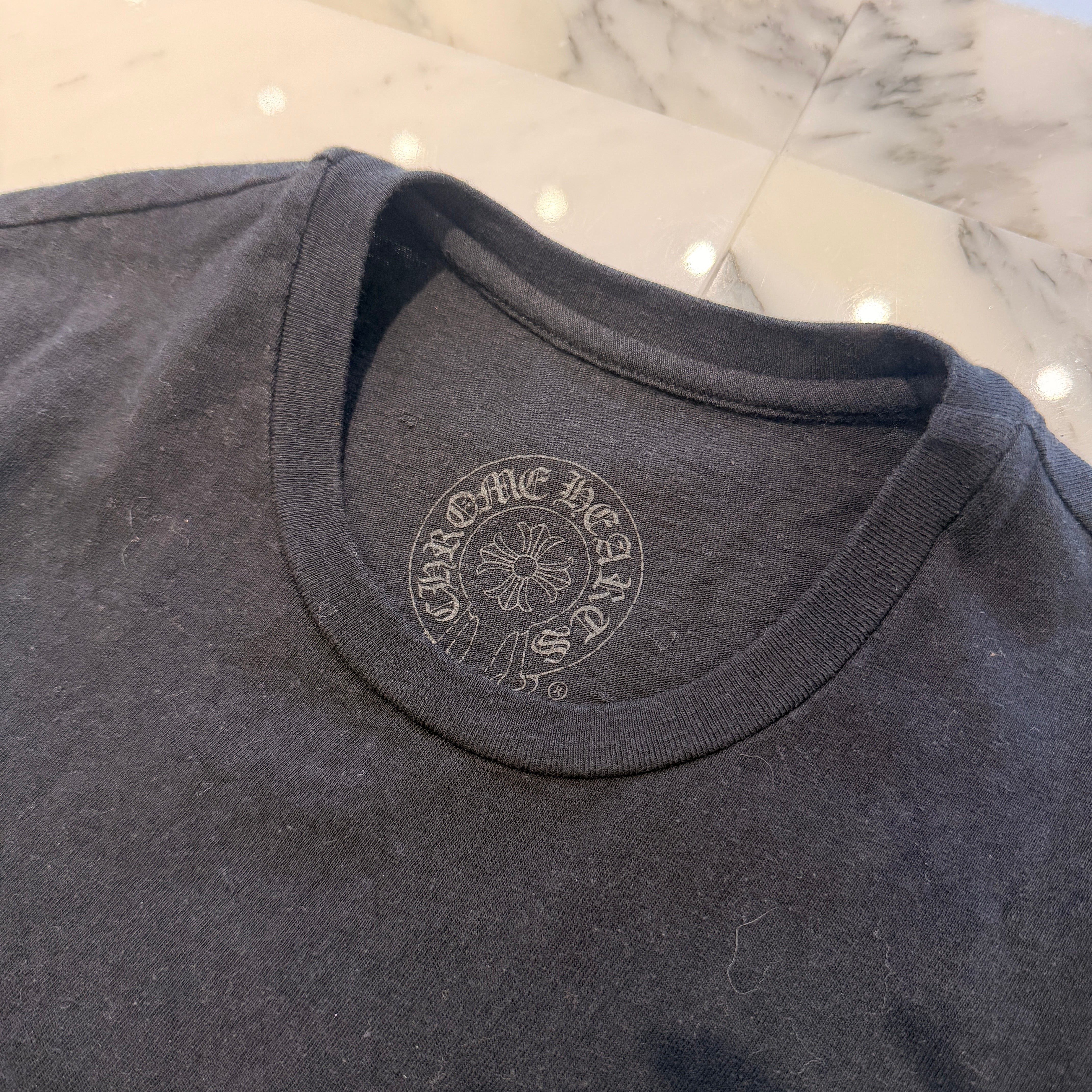 CHROME HEARTS Y NOT 3 Cemetery Cross Leather Patch Tee Size SM クロムハーツ ワイノット 3セメタリークロス レザーパッチTシャツ サイズSM
