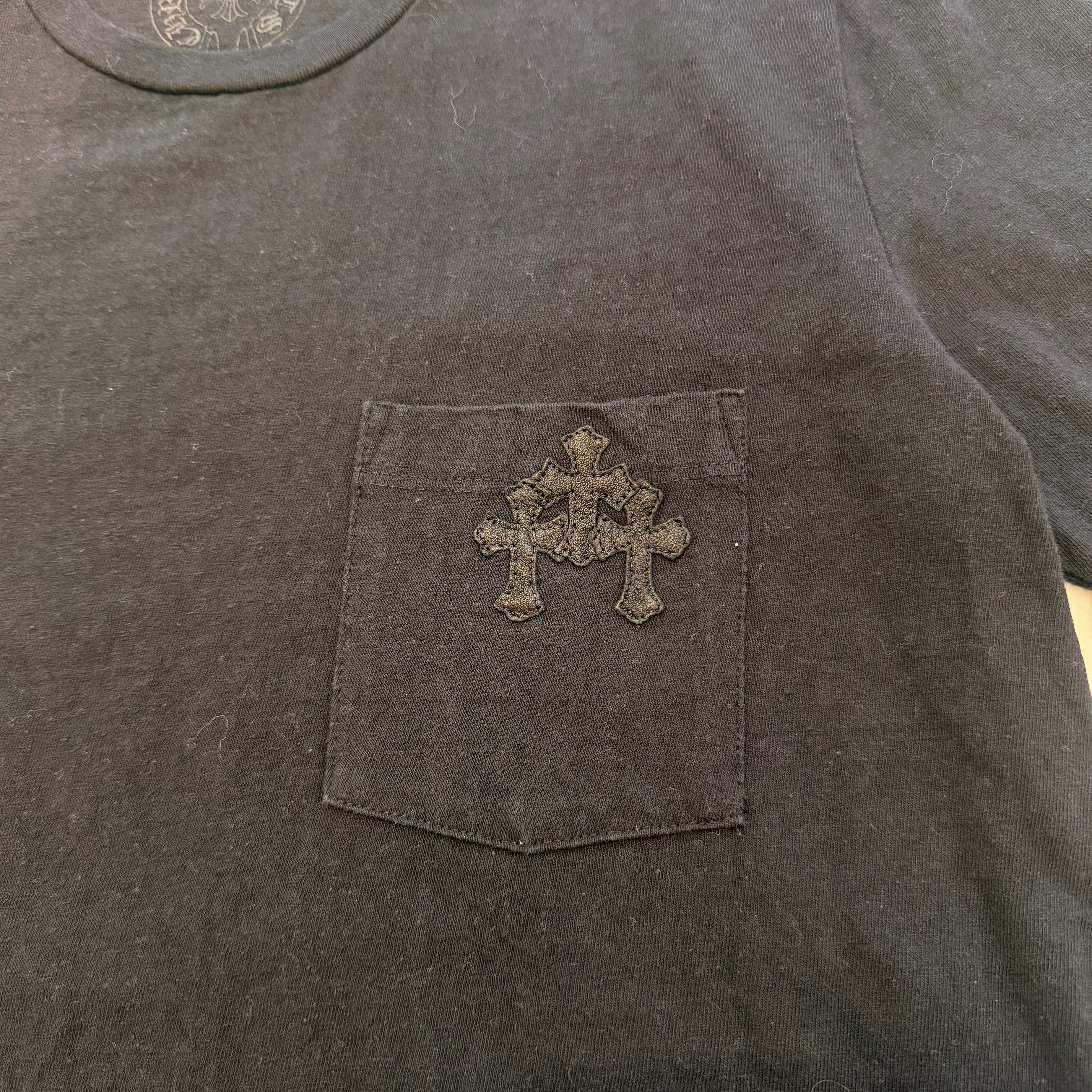 CHROME HEARTS Y NOT 3 Cemetery Cross Leather Patch Tee Size SM クロムハーツ ワイノット 3セメタリークロス レザーパッチTシャツ サイズSM