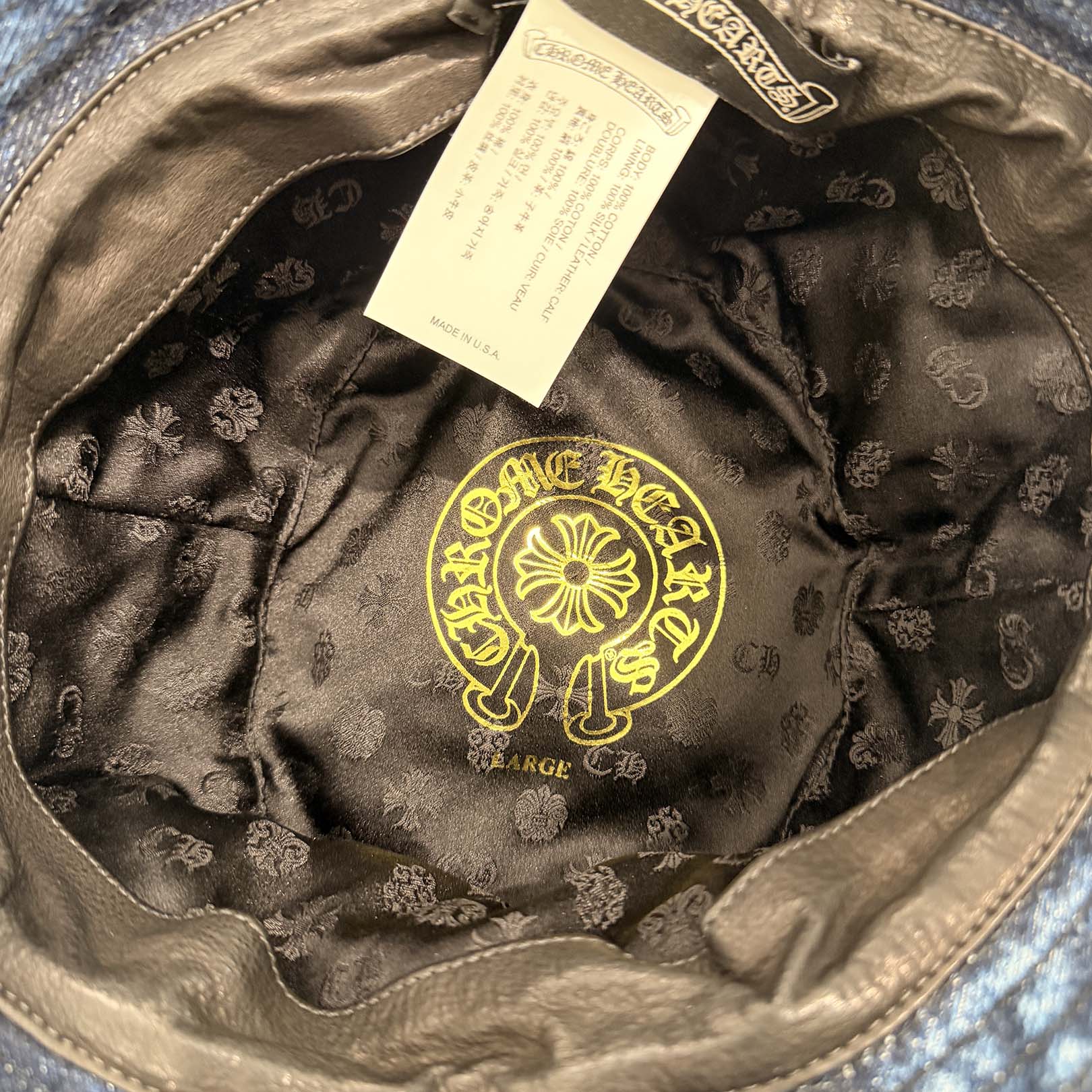 CHROME HEARTS Dagger Rivet Cemetery Cross Patch Denim Bucket Hat Size L(60.5cm) クロムハーツ ダガーリベット セメタリークロスパッチ デニム バケットハット サイズL(60.5cm)
