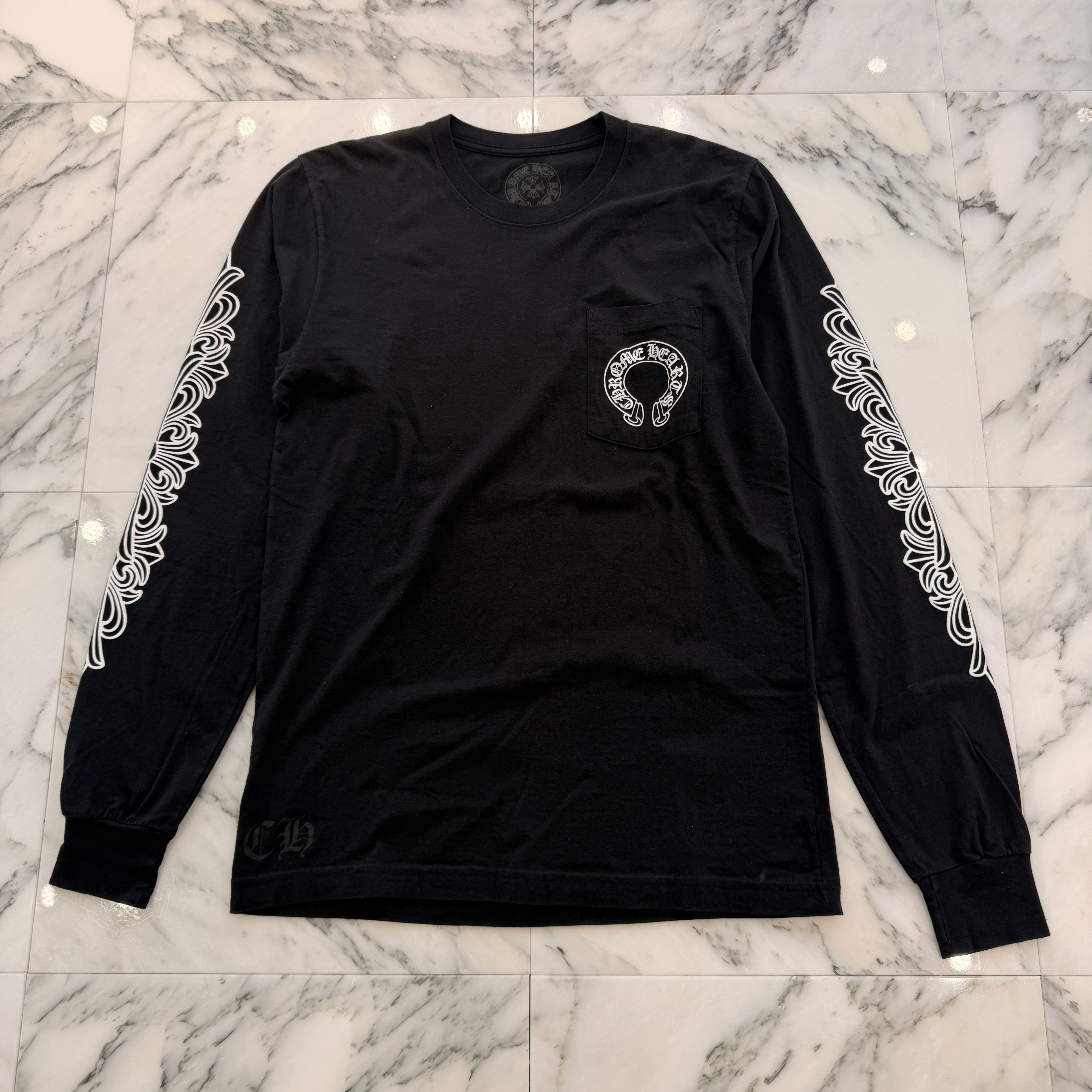 CHROME HEARTS Floral Cross Horseshoe Long Sleeve Tee Size M クロムハーツ フローラルクロス ホースシュー ロングスリーブ Tシャツ サイズM