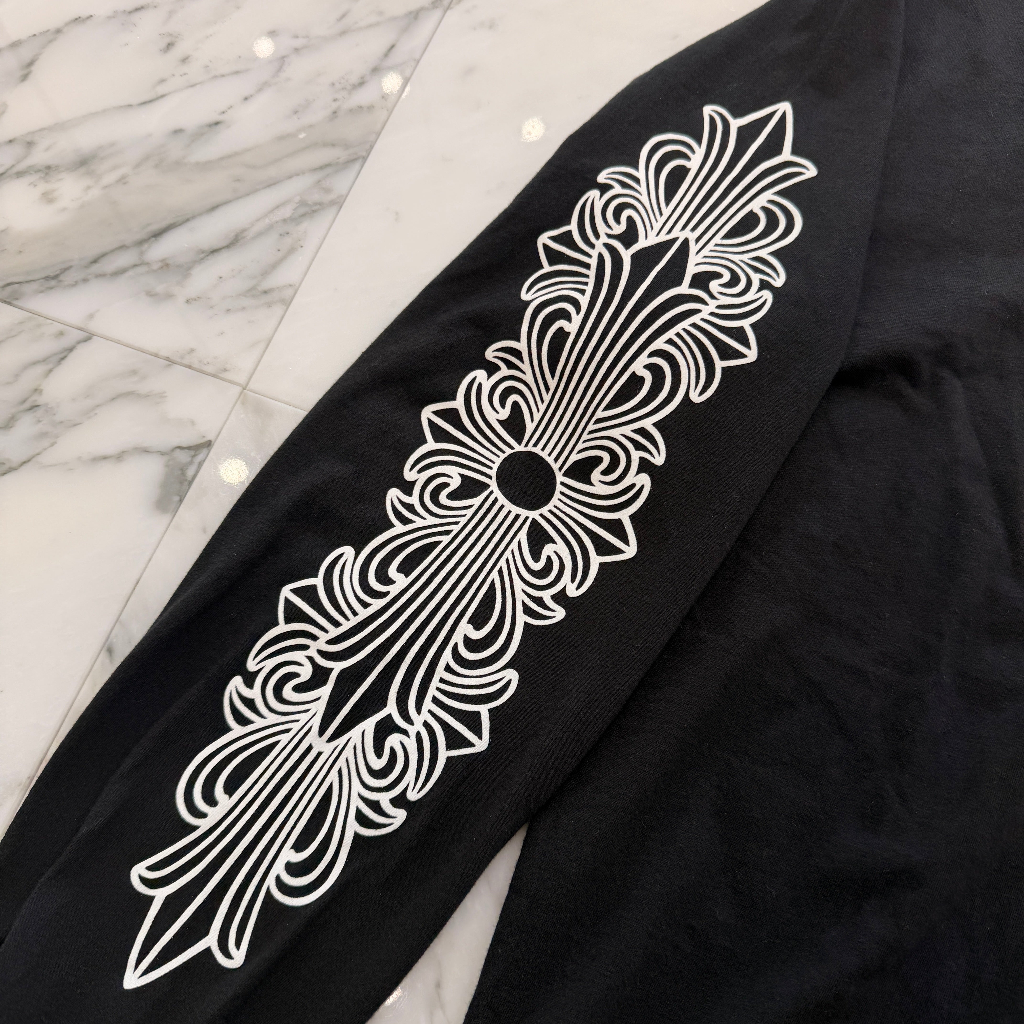CHROME HEARTS Floral Cross Horseshoe Long Sleeve Tee Size M クロムハーツ フローラルクロス ホースシュー ロングスリーブ Tシャツ サイズM
