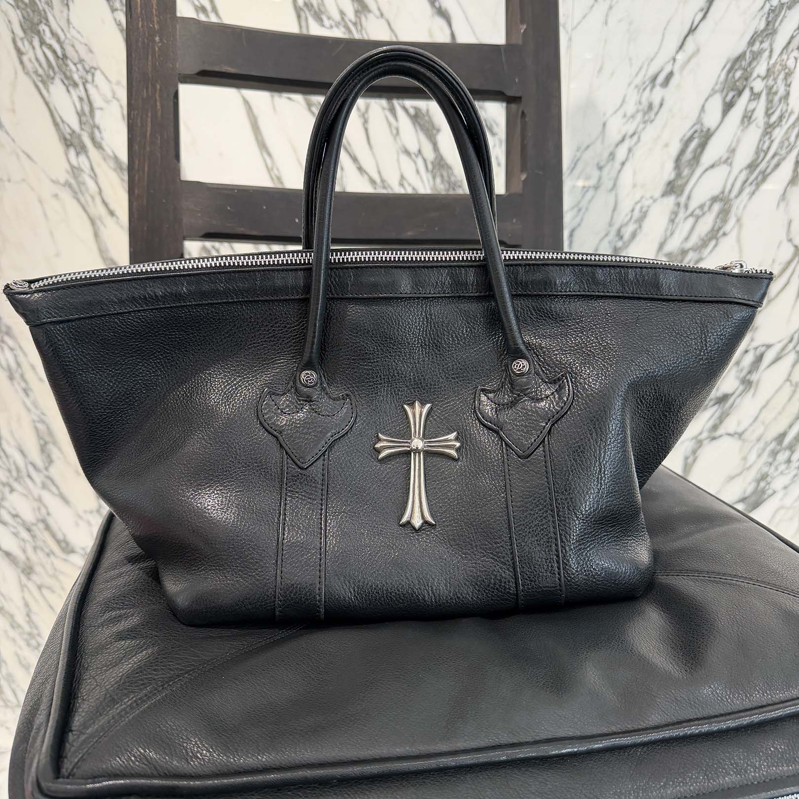 CHROME HEARTS Large Cross MONICA Leather Hand Bag クロムハーツ
