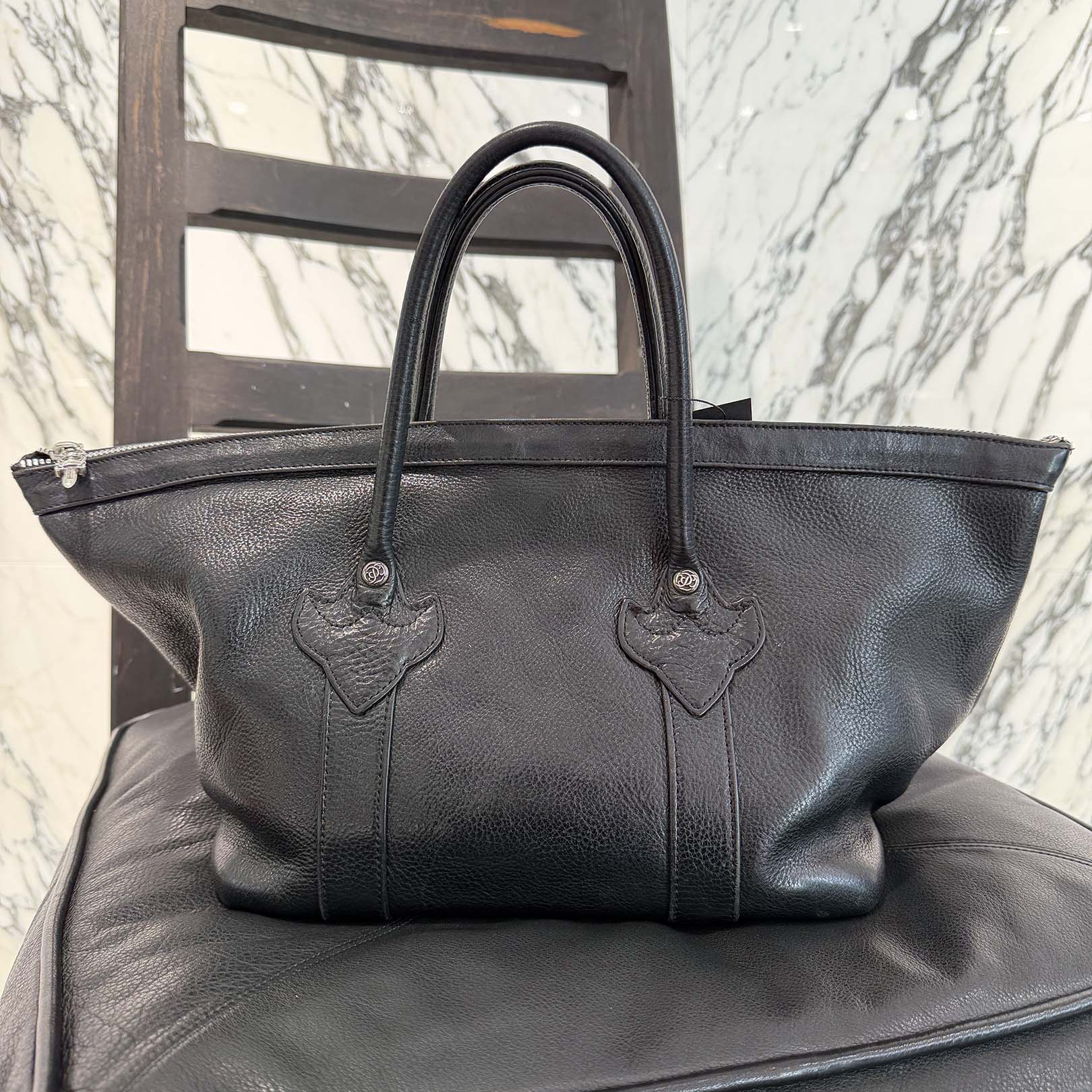 CHROME HEARTS Large Cross MONICA Leather Hand Bag クロムハーツ