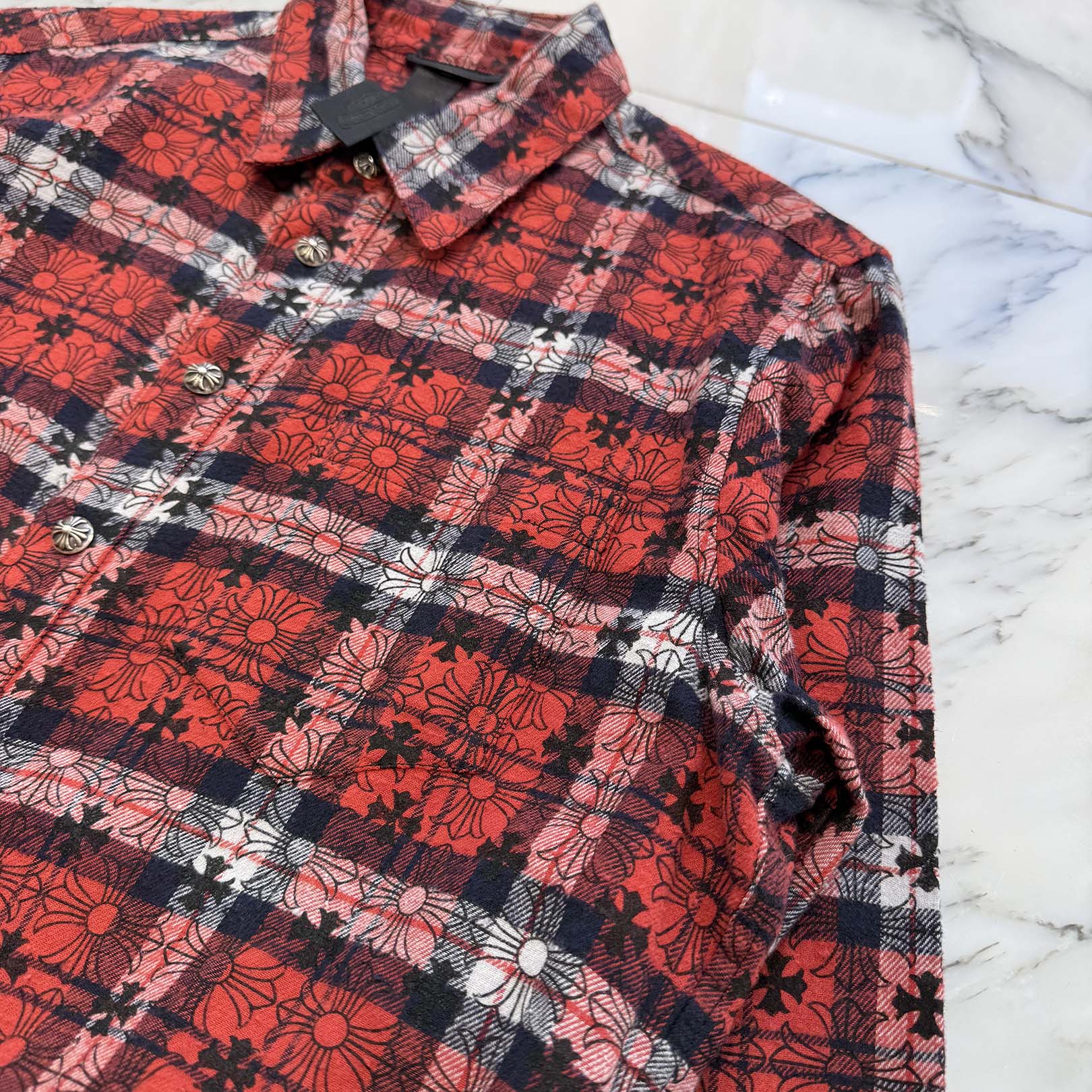 CHROME HEARTS Y NOT Loose Ends Check Shirt Size M クロムハーツ ワイノット ルーズエンド チェックシャツ サイズM