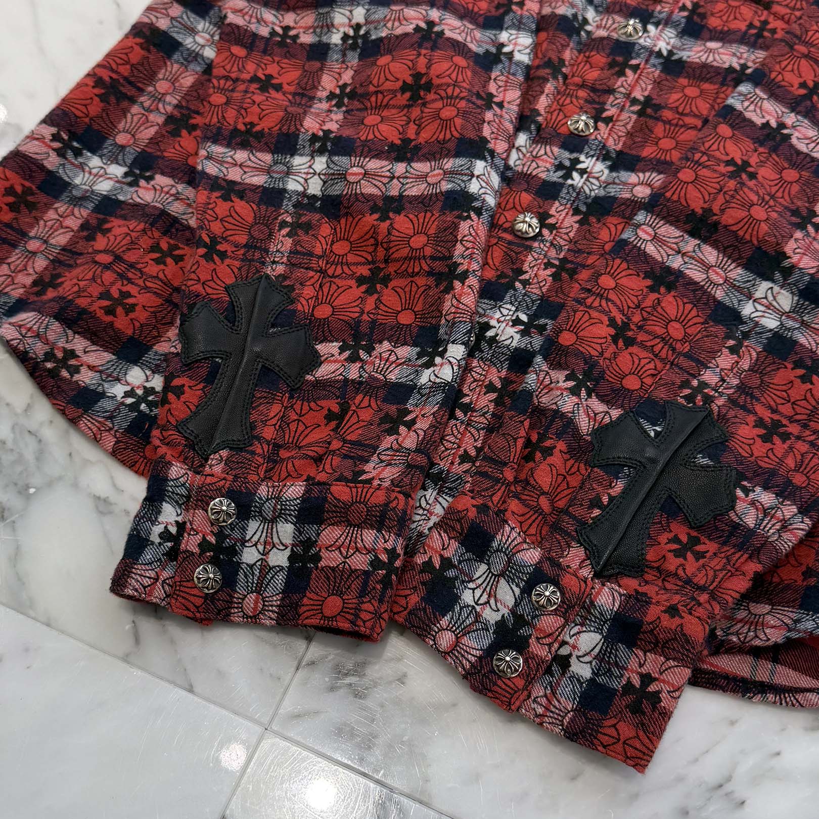 CHROME HEARTS Y NOT Loose Ends Check Shirt Size M クロムハーツ ワイノット ルーズエンド チェックシャツ サイズM