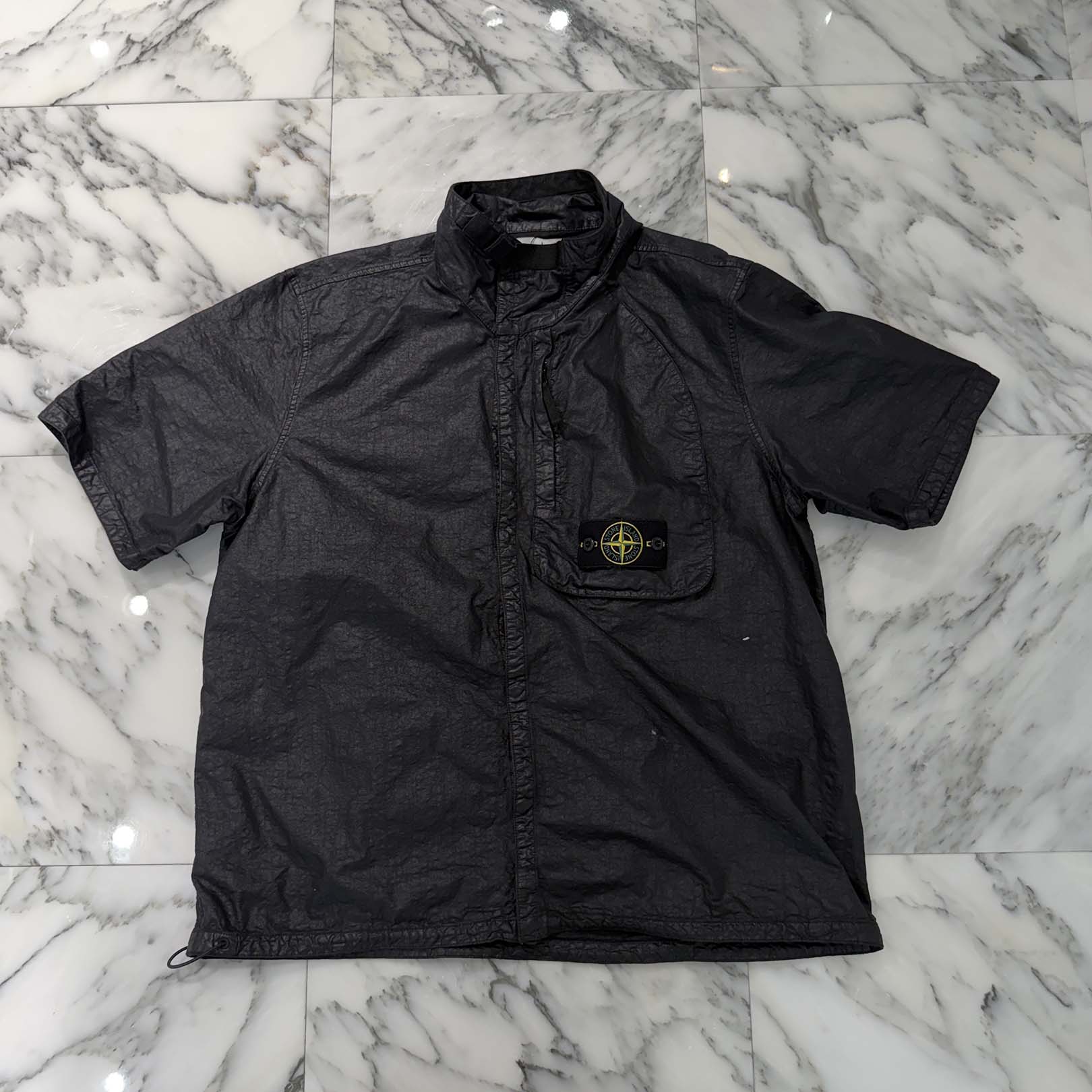 STONE ISLAND 2025SS Garment Dyed Nylon Short Sleeve Shirt K1S151200028 S0069 Size XL ストーンアイランド ガーメントダイ ナイロン ショートスリーブ シャツ サイズXL