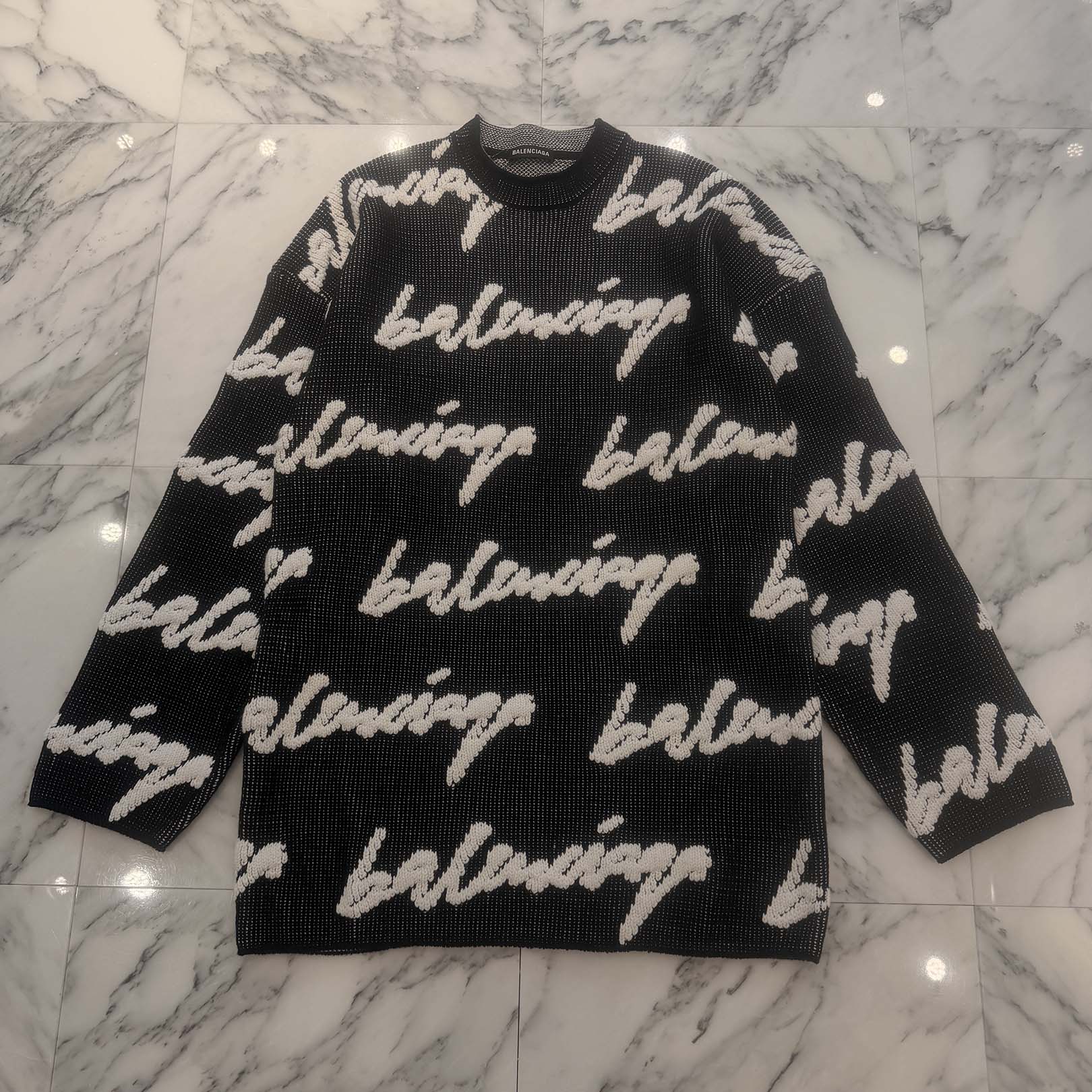 BALENCIAGA 2020AW 3D Scramble Logo Knit Sweater 625985 T3180 Size XS バレンシアガ 3D スクランブル ロゴ ニット セーター サイズXS