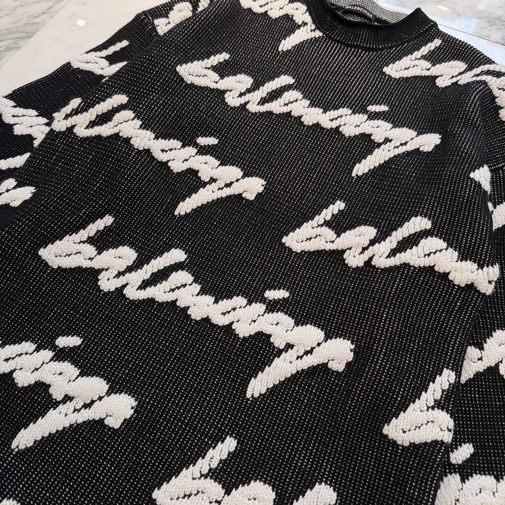 BALENCIAGA 2020AW 3D Scramble Logo Knit Sweater 625985 T3180 Size XS バレンシアガ 3D スクランブル ロゴ ニット セーター サイズXS
