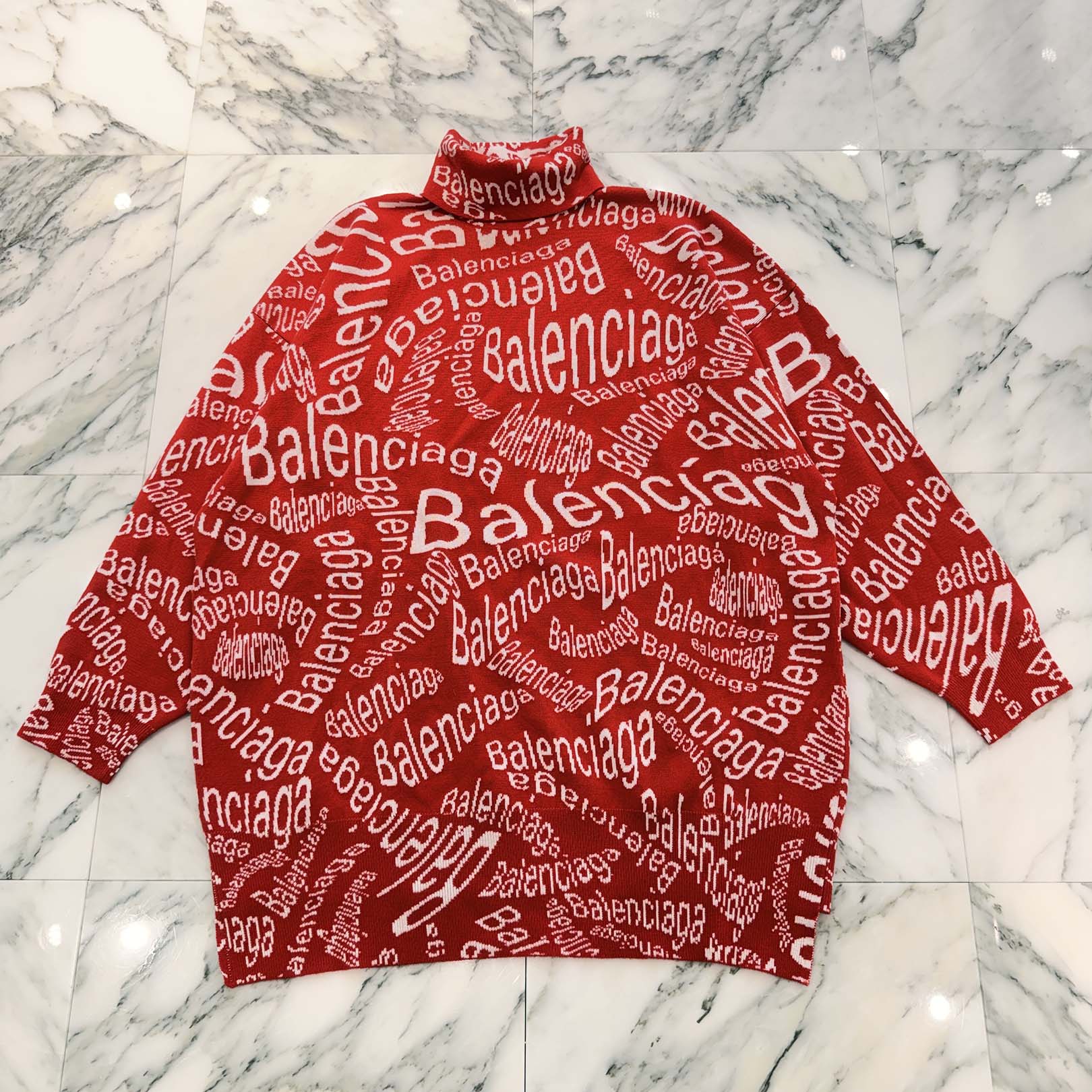 BALENCIAGA 2019AW Wave Logo Turtle Neck Sweater 583151 T1535 Size