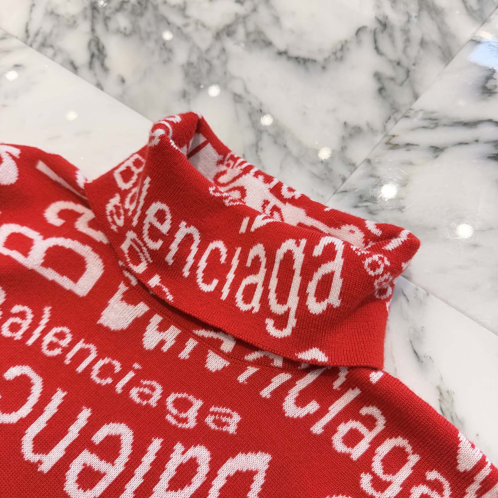 BALENCIAGA 2019AW Wave Logo Turtle Neck Sweater 583151 T1535 Size XS バレンシアガ ウェーブロゴタートルネックセーター サイズXS