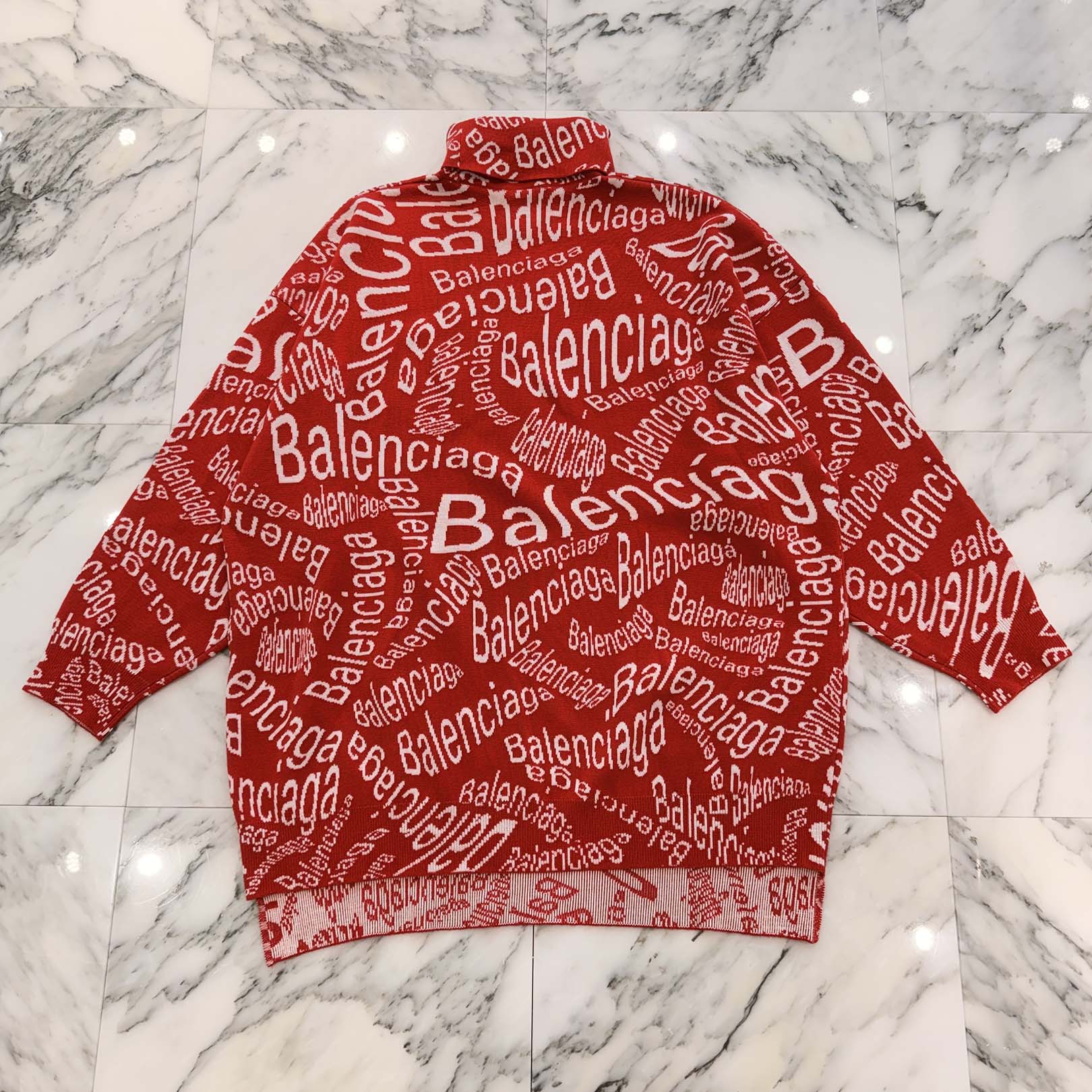 BALENCIAGA 2019AW Wave Logo Turtle Neck Sweater 583151 T1535 Size XS バレンシアガ ウェーブロゴタートルネックセーター サイズXS