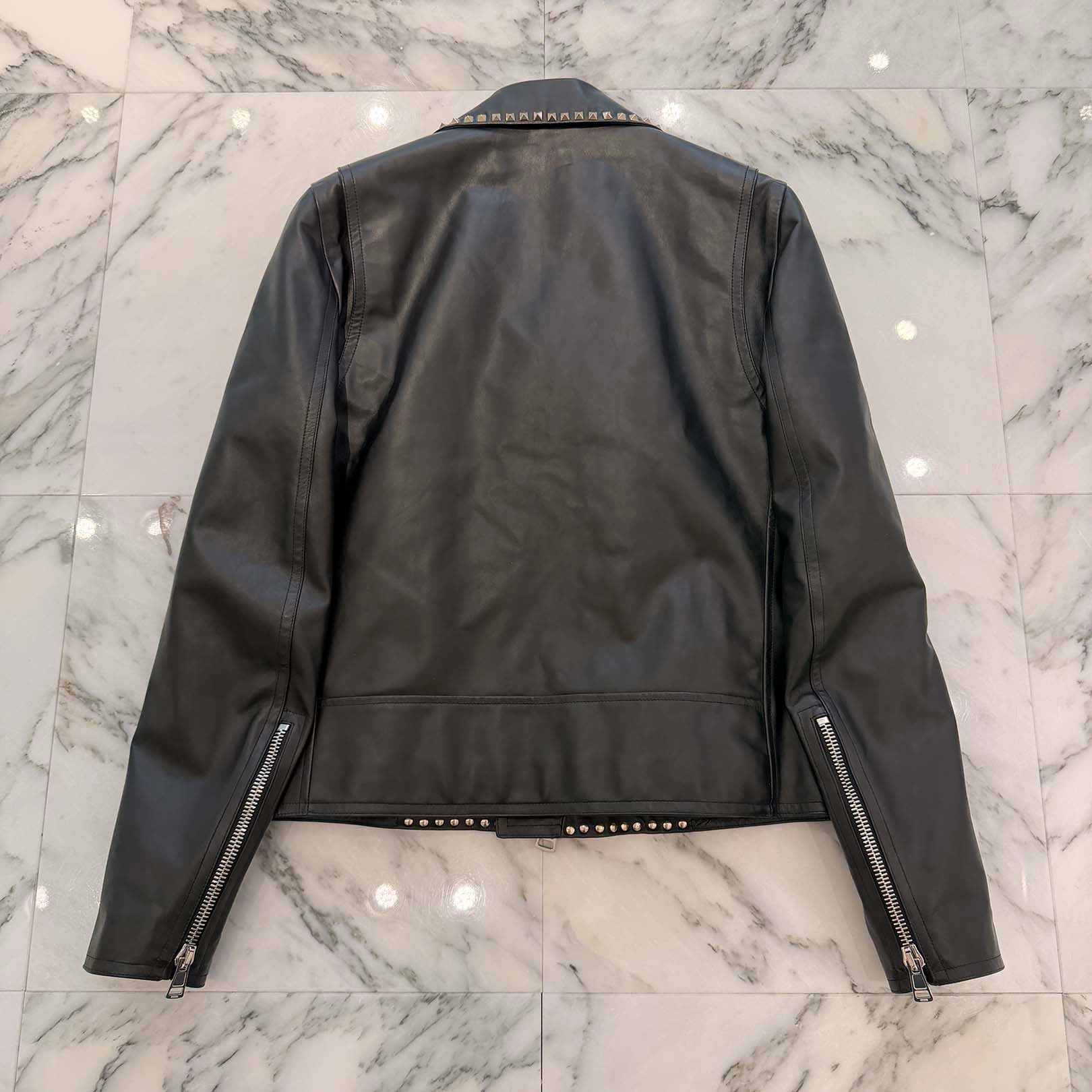 VALENTINO Rock Stud Leather Double Rider Jacket Size 46 ヴァレンティノ ロックスタッズ  レザー ダブルライダースジャケット サイズ46