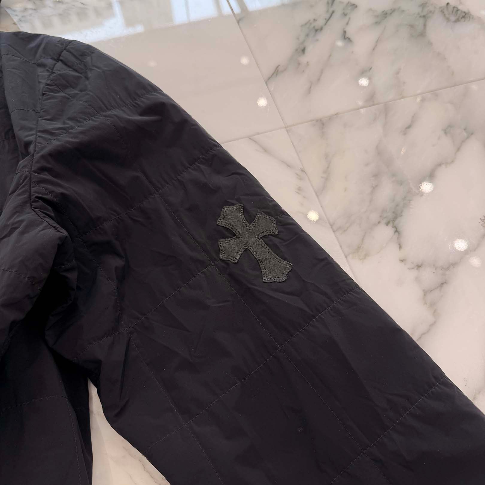 CHROME HEARTS Y NOT Damaged Goods Cross Patch Quilted Nylon Jacket Size XL クロムハーツ ワイノット ダメージド グッズ クロスパッチ キルティングナイロンジャケット サイズXL