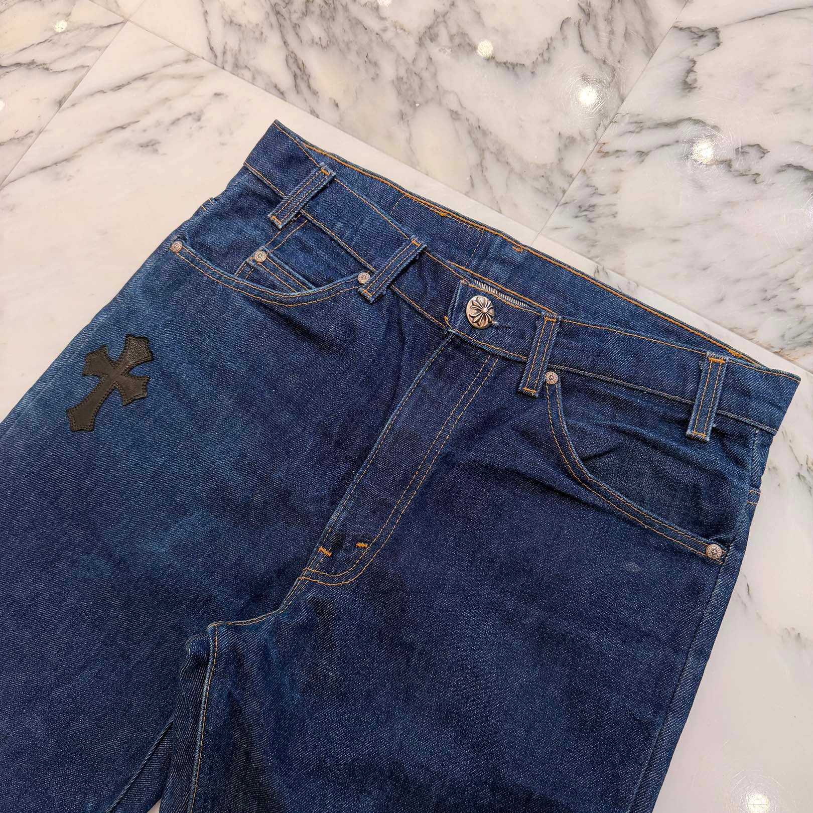 CHROME HEARTS × Levi's 517 VNTG Cross Leather Patch Denim Pants Size 33 クロムハーツ × リーバイス 517 ヴィンテージ クロスレザーパッチ デニムパンツ サイズ33