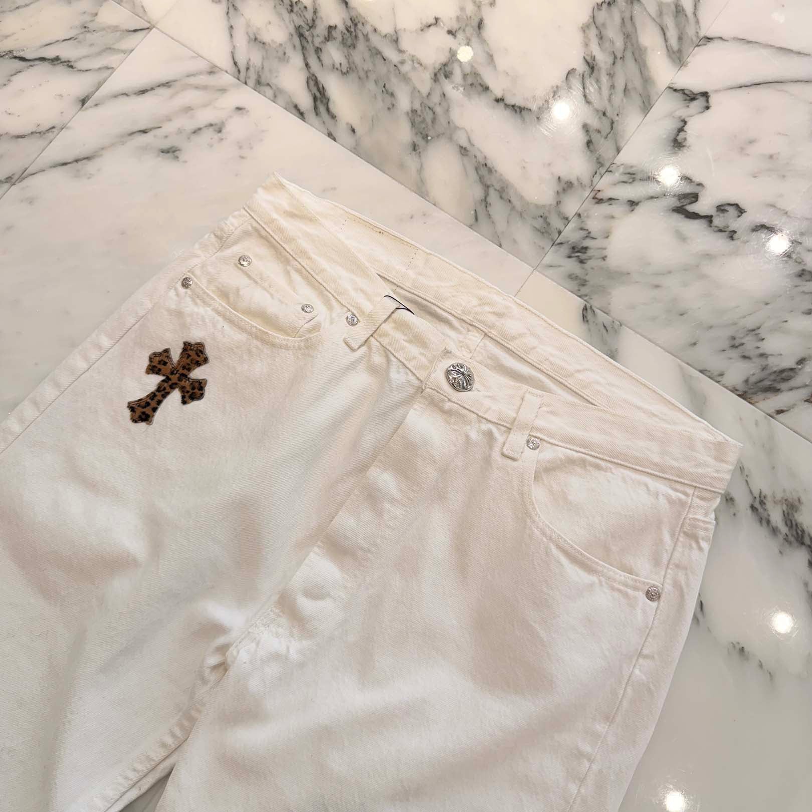 CHROME HEARTS × Levi's Body VNTG Leopard Harako Leather Cross Patch Cotton Denim Pants Size 34 クロムハーツ × リーバイス ボディ レオパード ハラコ レザークロスパッチ コットン デニムパンツ サイズ34