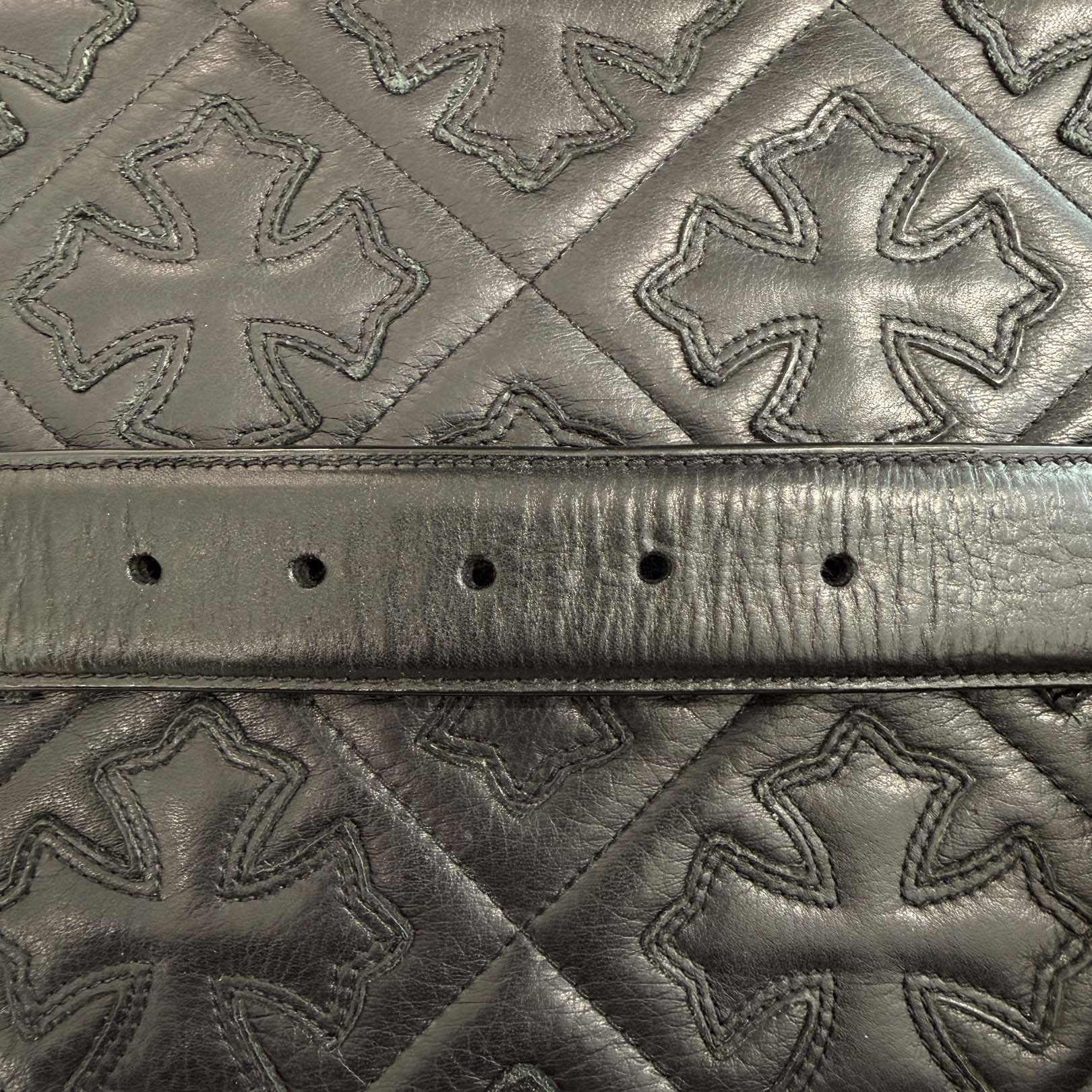 CHROME HEARTS Multi Color Cemetery Cross Patch Leather Belt Size 36 クロムハーツ マルチカラー セメタリークロスパッチ レザーベルト サイズ36