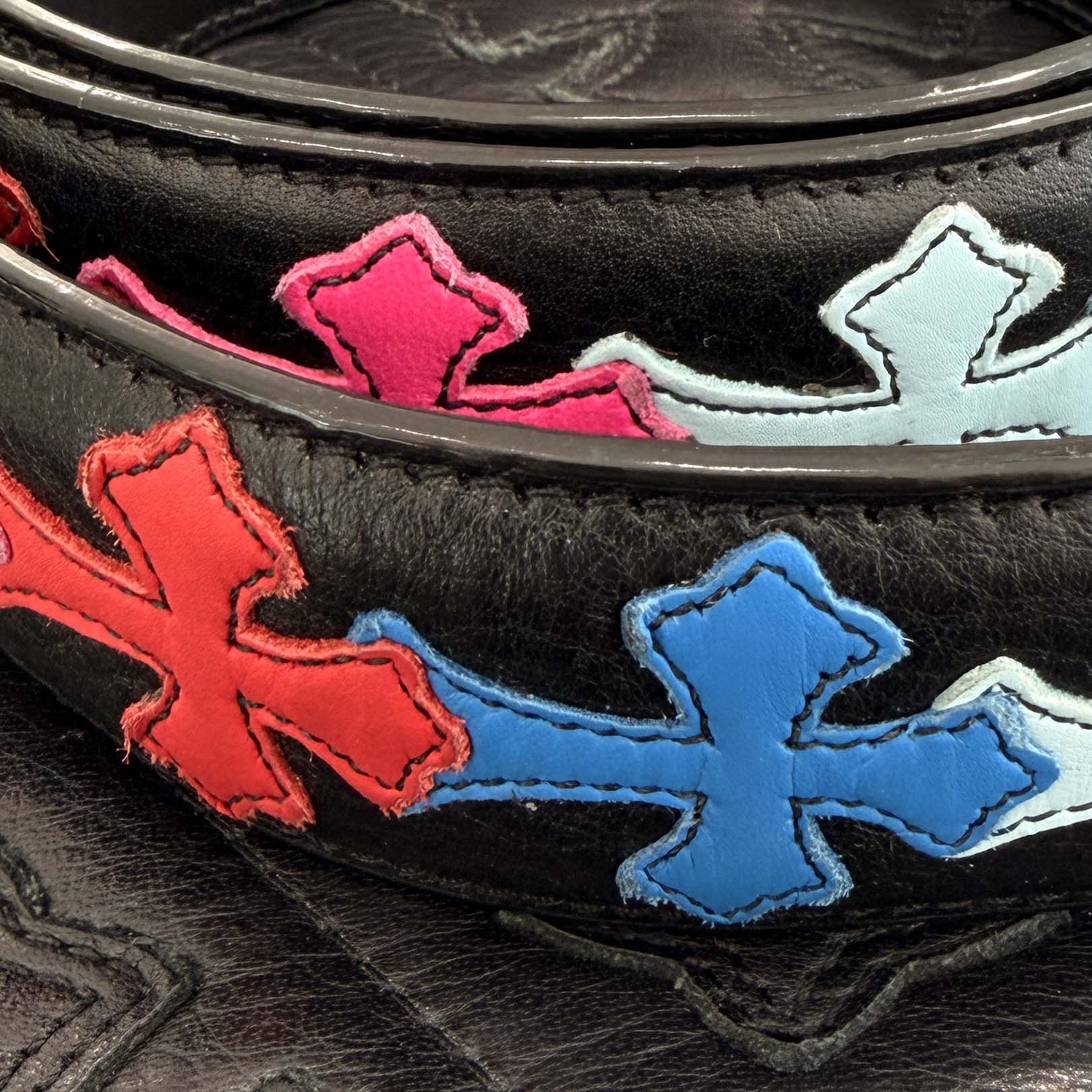 CHROME HEARTS Multi Color Cemetery Cross Patch Leather Belt Size 36 クロムハーツ マルチカラー セメタリークロスパッチ レザーベルト サイズ36