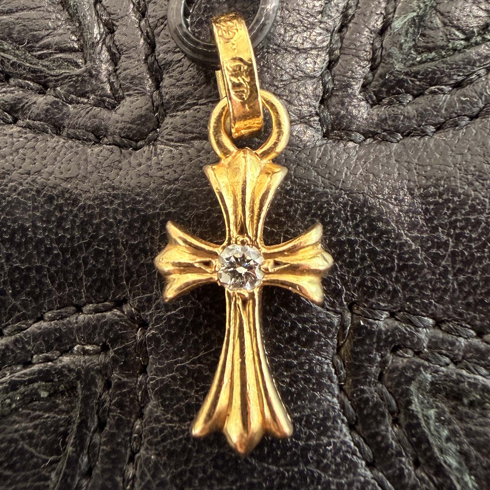 CHROME HEARTS 22K Baby Fat Cross 1 Diamond Pendant Top クロムハーツ 22K ベビーファット クロス 1ダイヤモンド ペンダントトップ