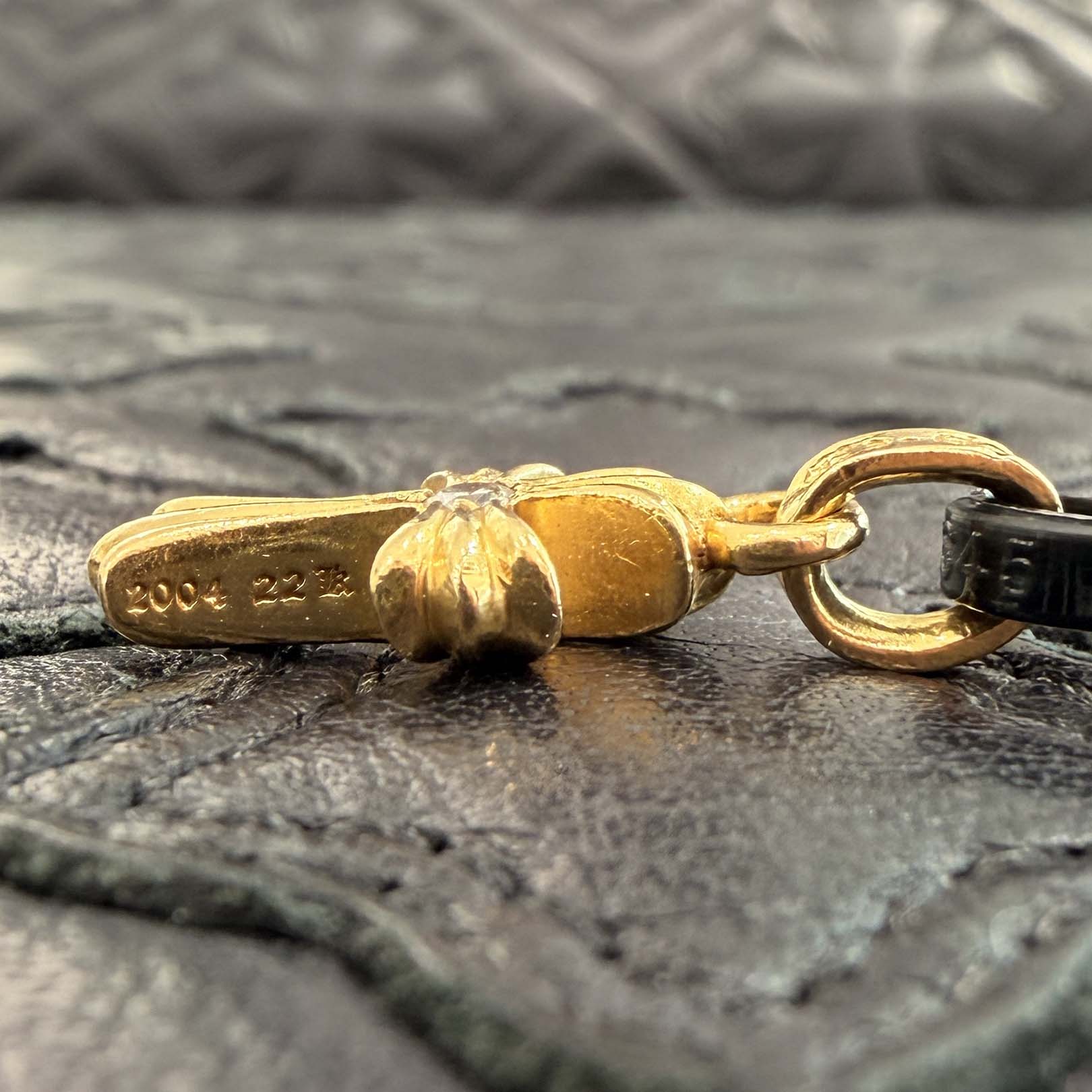 CHROME HEARTS 22K Baby Fat Cross 1 Diamond Pendant Top クロム