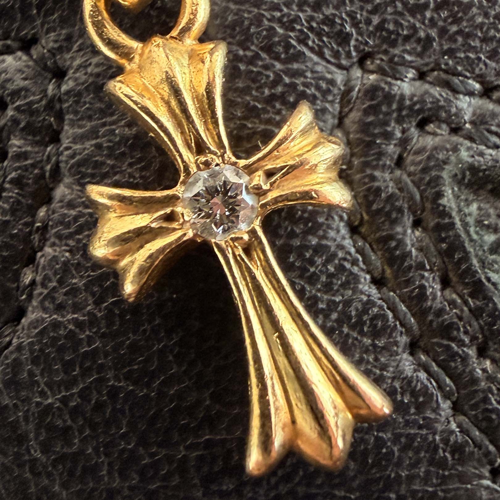 CHROME HEARTS 22K Baby Fat Cross 1 Diamond Pendant Top クロムハーツ 22K ベビーファット クロス 1ダイヤモンド ペンダントトップ