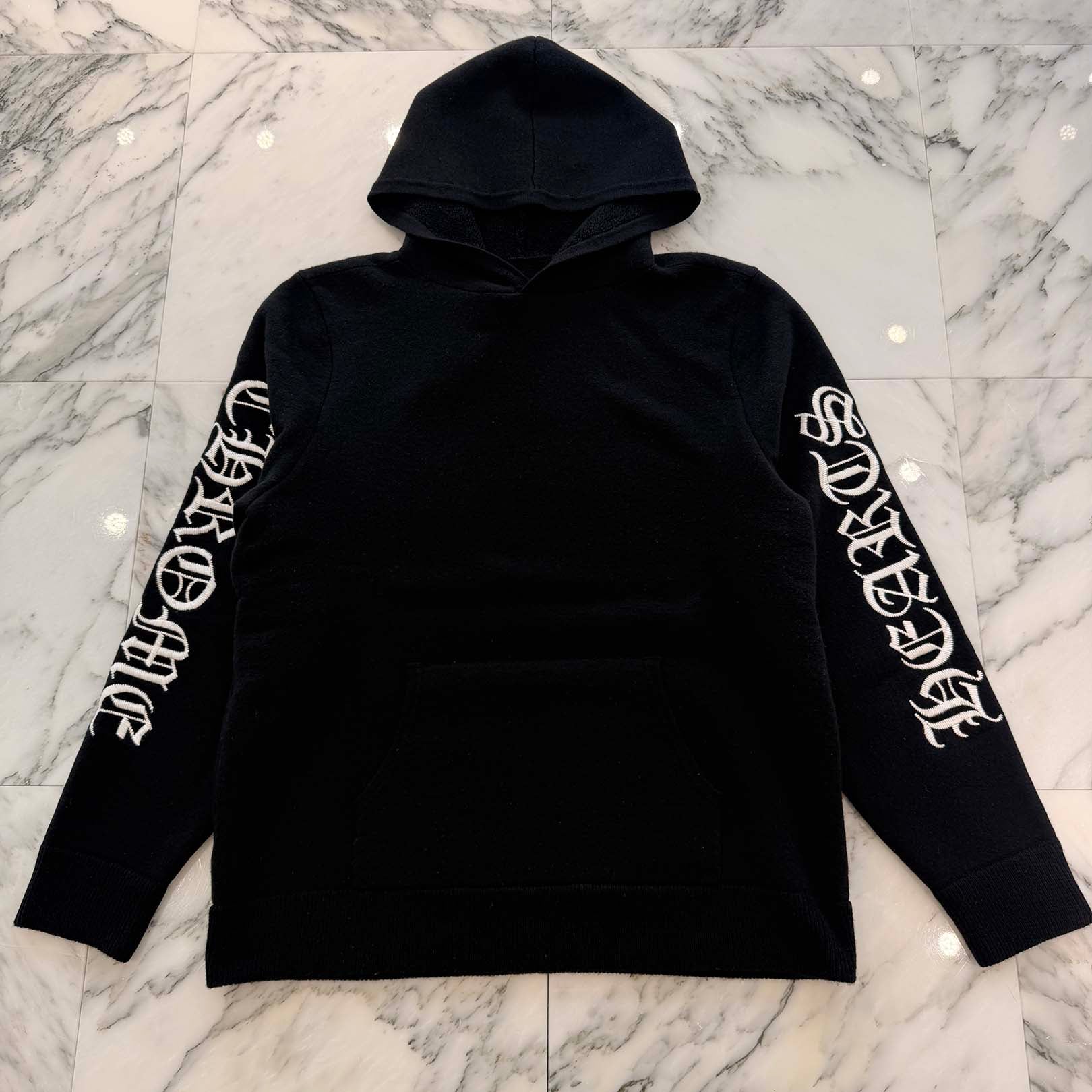 CHROME HEARTS Arm Logo Embroidery Cashmere Knit Pullover Hoodie Size L クロムハーツ アームロゴ刺繍 カシミヤニット プルオーバーフーディー サイズL