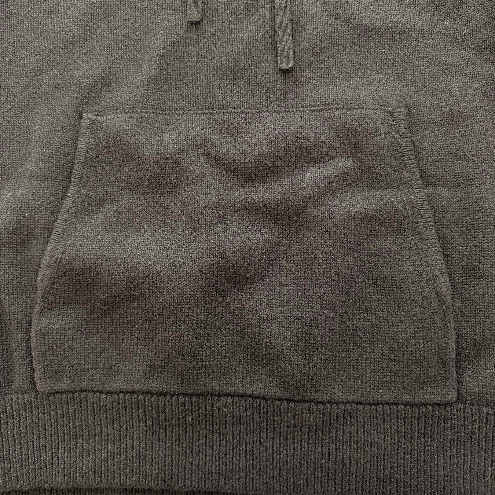 CHROME HEARTS Y NOT Leather Cross Patch Cashmere Knit Pullover Hoodie Size L クロムハーツ ワイノット レザークロスパッチ カシミヤニット プルオーバーフーディ サイズL