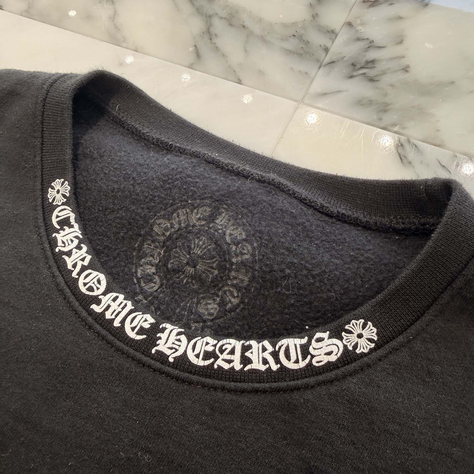 CHROME HEARTS Neck Logo Crewneck Sweatshirt Size L クロムハーツ