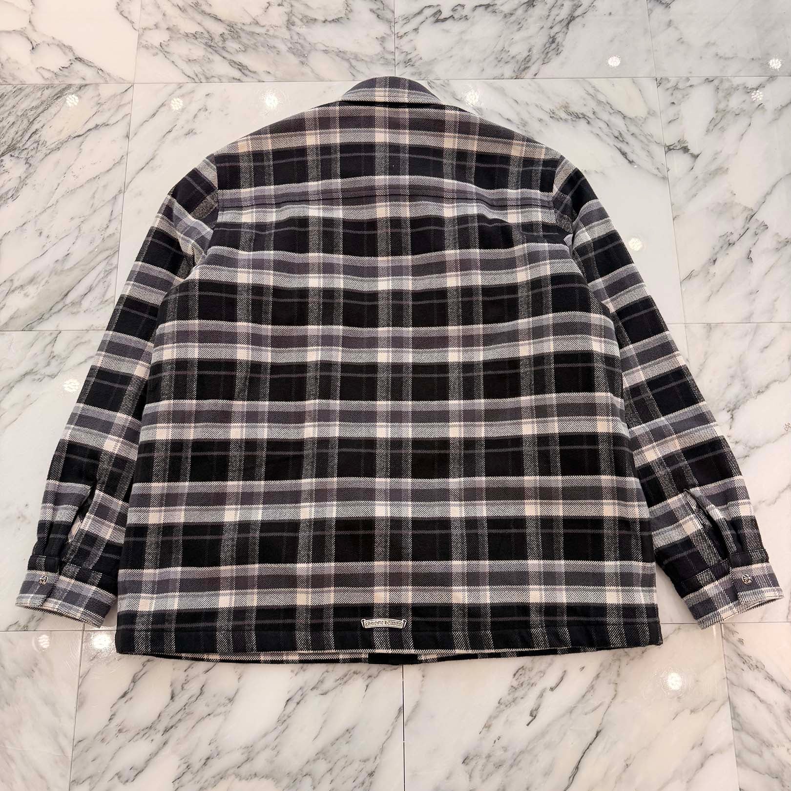 CHROME HEARTS Y NOT Cross Ball Button Check Shirt Jacket Size XL クロムハーツ ワイノット クロスボールボタン チェック シャツ ジャケット サイズXL
