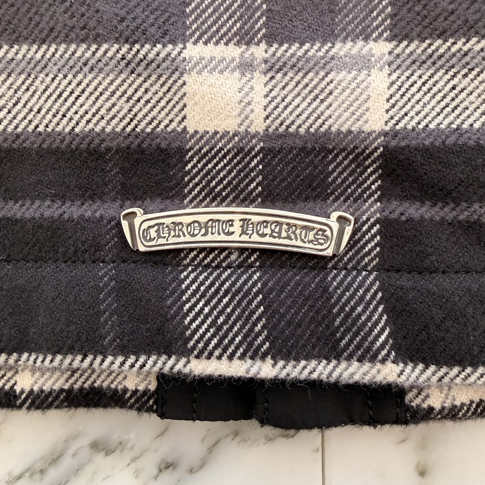 CHROME HEARTS Y NOT Cross Ball Button Check Shirt Jacket Size XL クロムハーツ ワイノット クロスボールボタン チェック シャツ ジャケット サイズXL