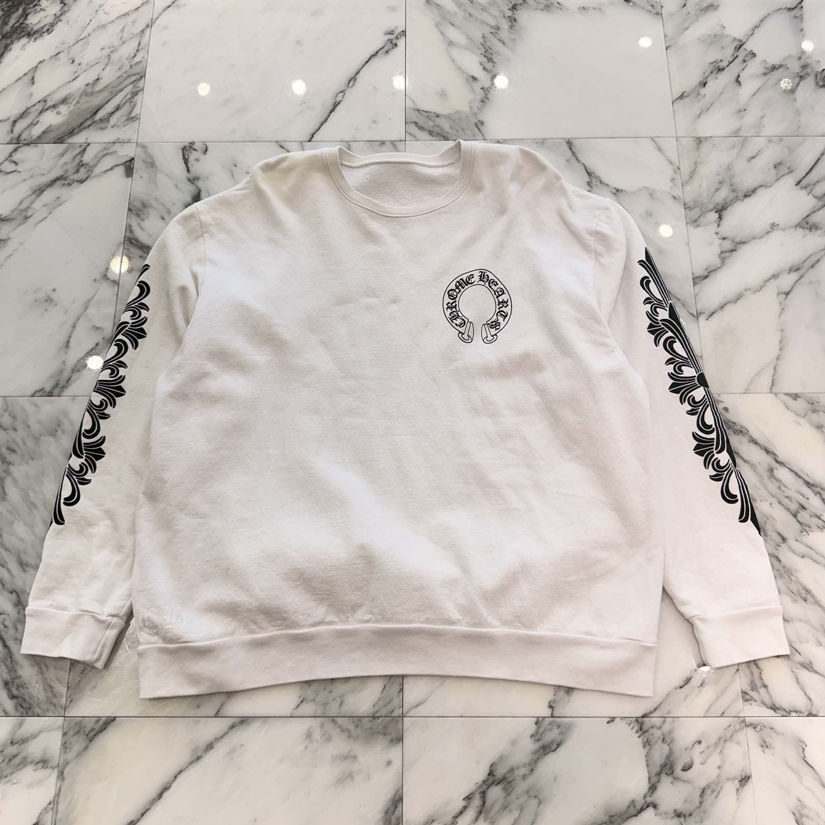 CHROME HEARTS Floral Cross Horseshoe Crewneck Sweat Shirts Size XL クロムハーツ フローラルクロス ホースシュー クルーネック スウェットシャツ サイズXL