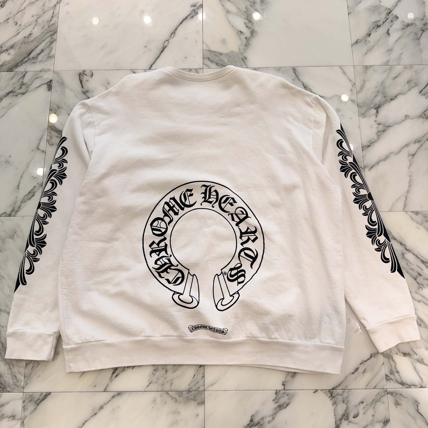 CHROME HEARTS Floral Cross Horseshoe Crewneck Sweat Shirts Size XL クロムハーツ フローラルクロス ホースシュー クルーネック スウェットシャツ サイズXL