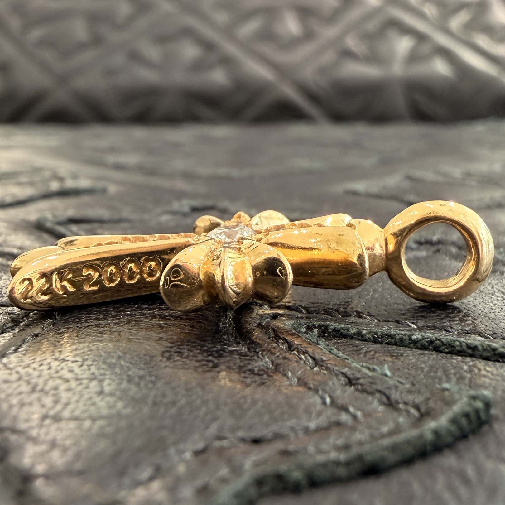 CHROME HEARTS 22K Tiny Fat Cross Pave Diamond Pendant Top クロムハーツ 22K タイニーファット クロス パヴェダイヤモンド ペンダントトップ