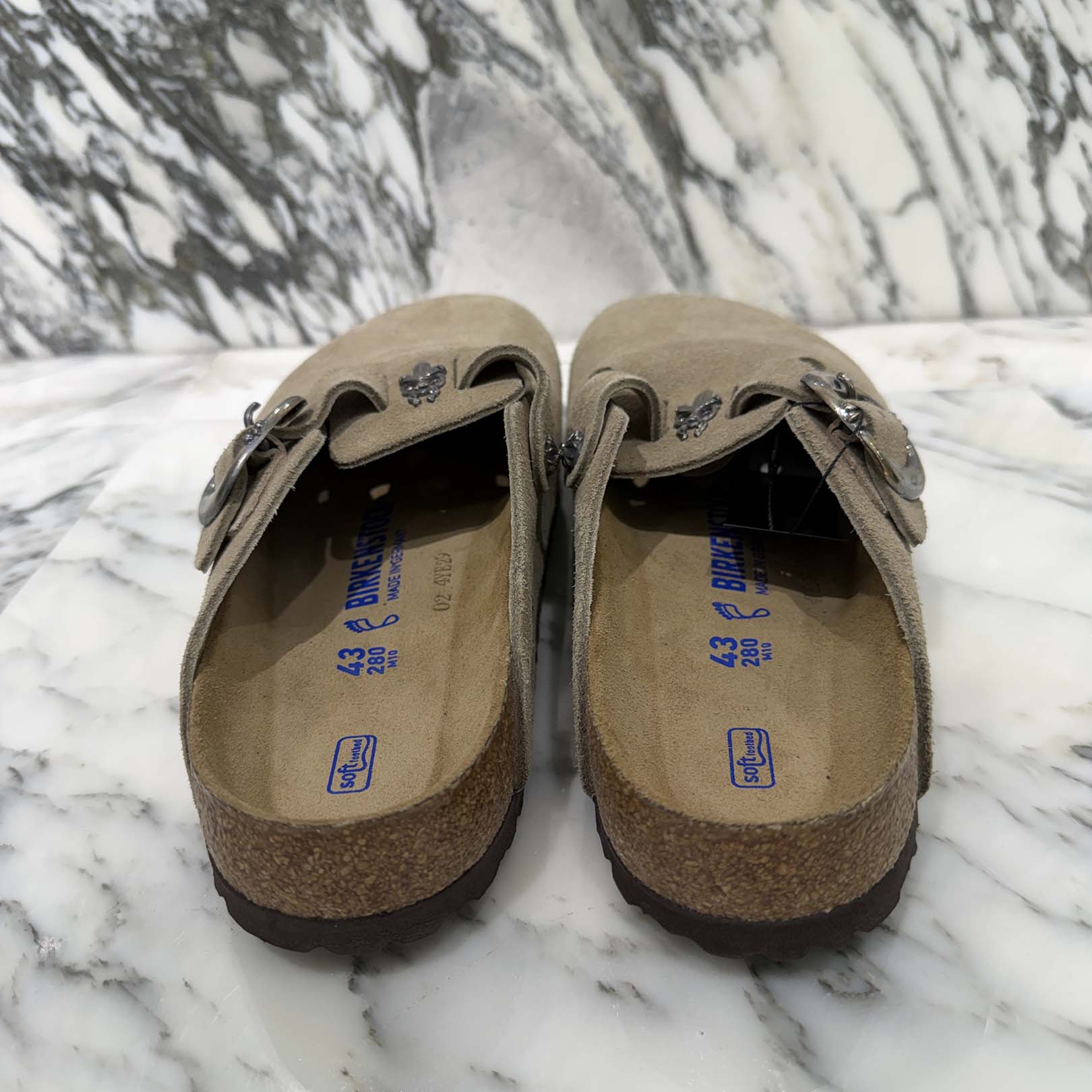 CHROME HEARTS × BIRKENSTOCK Boston Silver Dagger Suede Leather Sandals Size 43(28cm) クロムハーツ × ビルケンストック ボストン シルバーダガー装飾 スエードレザー サンダル サイズ43(28cm)