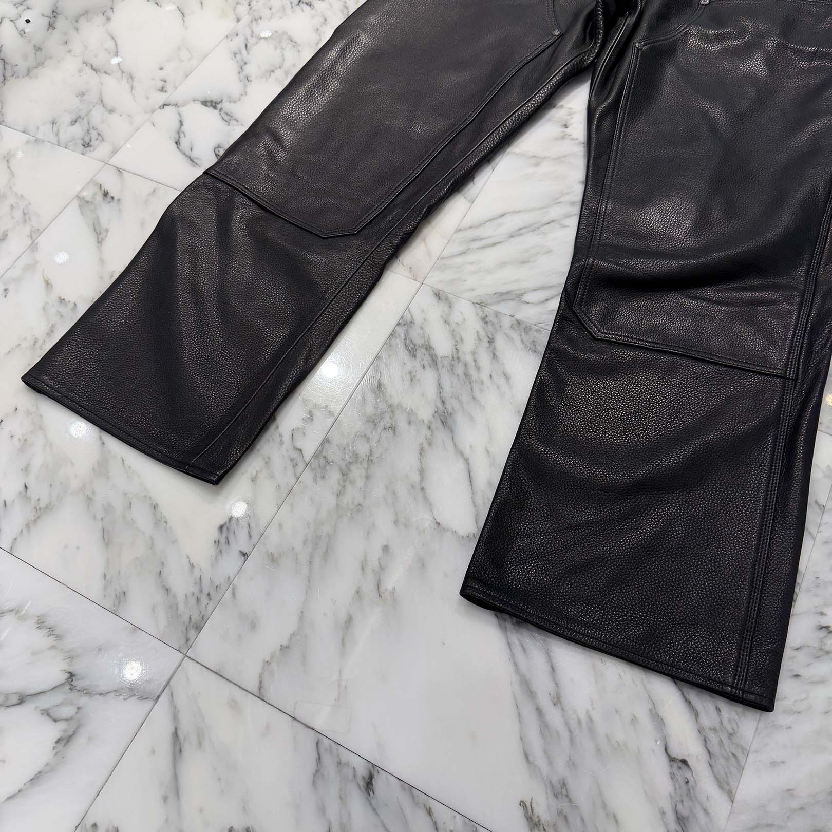 CHROME HEARTS Carpenter Double Knee Leather Pants Size 34 クロムハーツ カーペンター ダブルニー レザーパンツ サイズ34