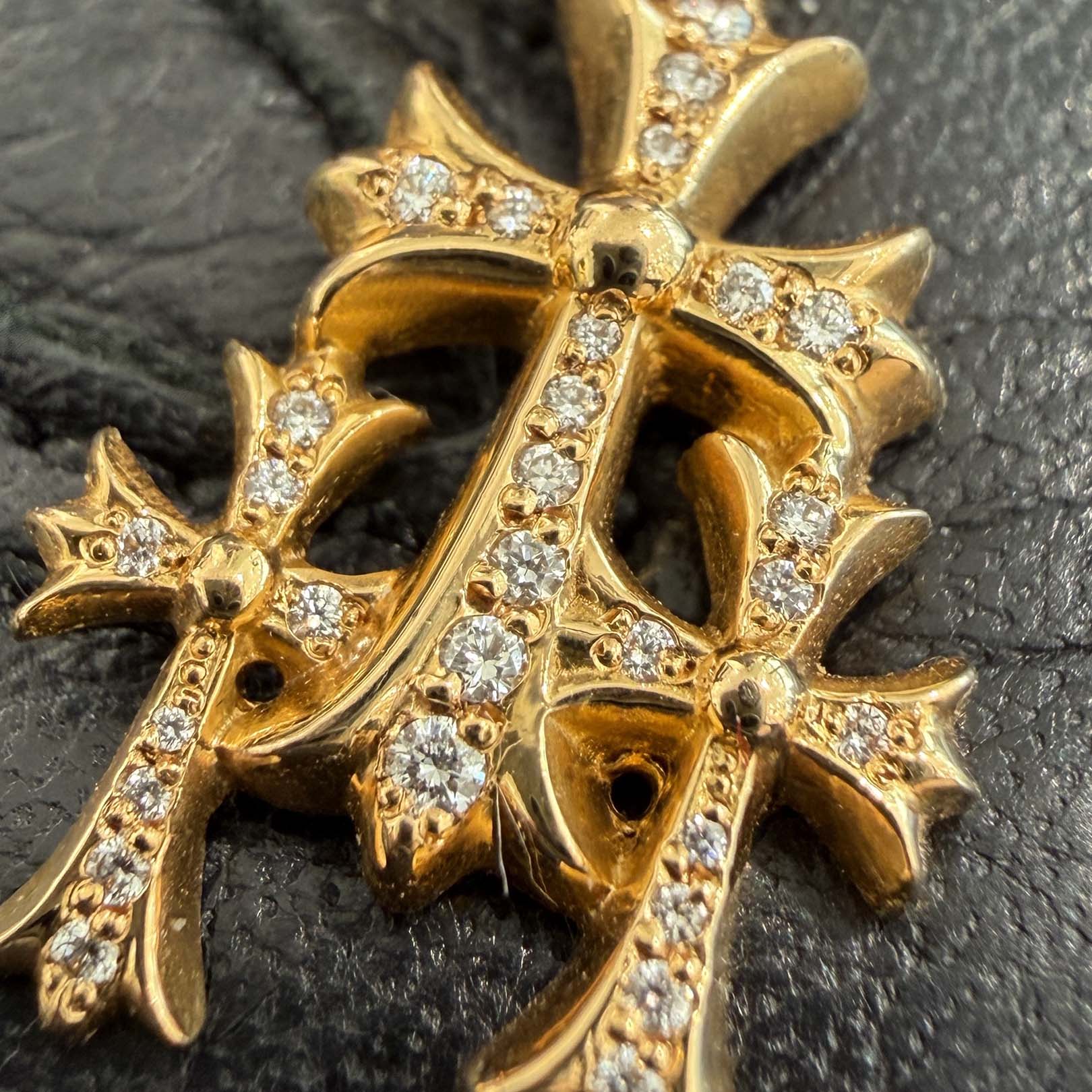 CHROME HEARTS 22K Triple Cross Pave Diamond Earring クロムハーツ 22K トリプルクロス パヴェダイヤモンド イヤリング ピアス