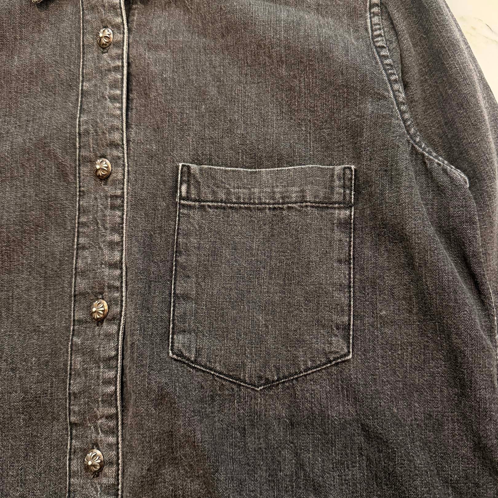 CHROME HEARTS YNOT Leather Cross Patch Denim Shirts Size M クロムハーツ ワイノット レザークロスパッチ デニムシャツ サイズM